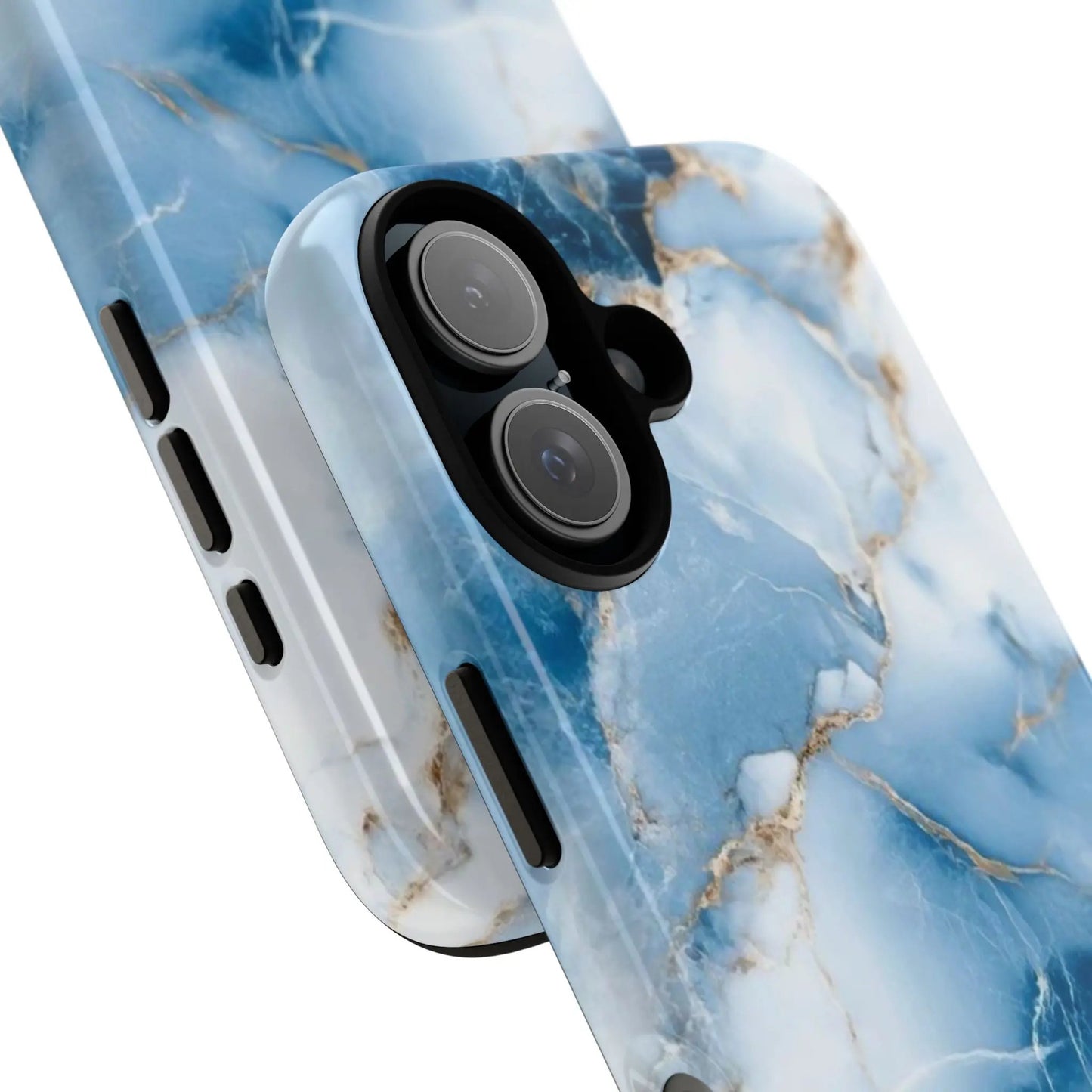 Blue Marble Tough iPhone16 Case — Protective iPhone Cover with Gold Vein Design Printify