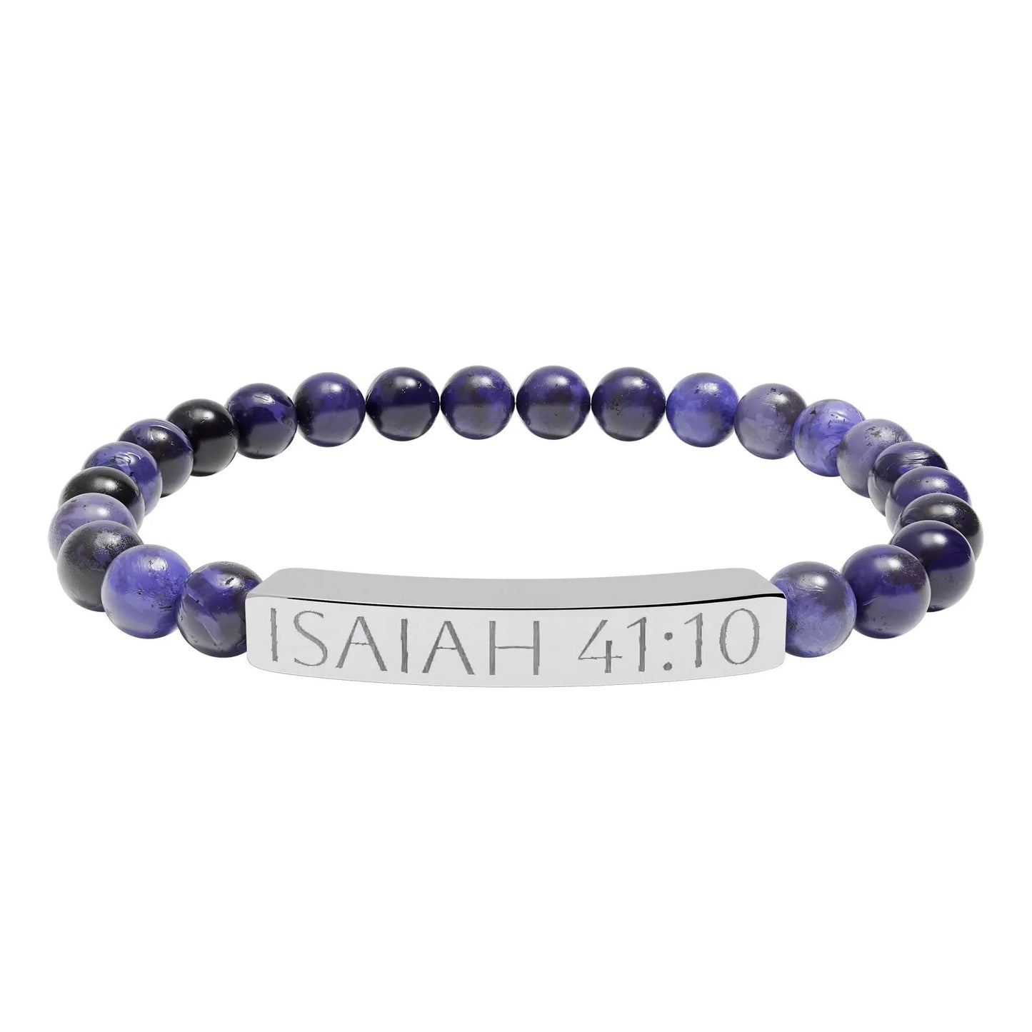 Engraved Isaiah 41:10 Natural Stone Stretch Bracelet Printify