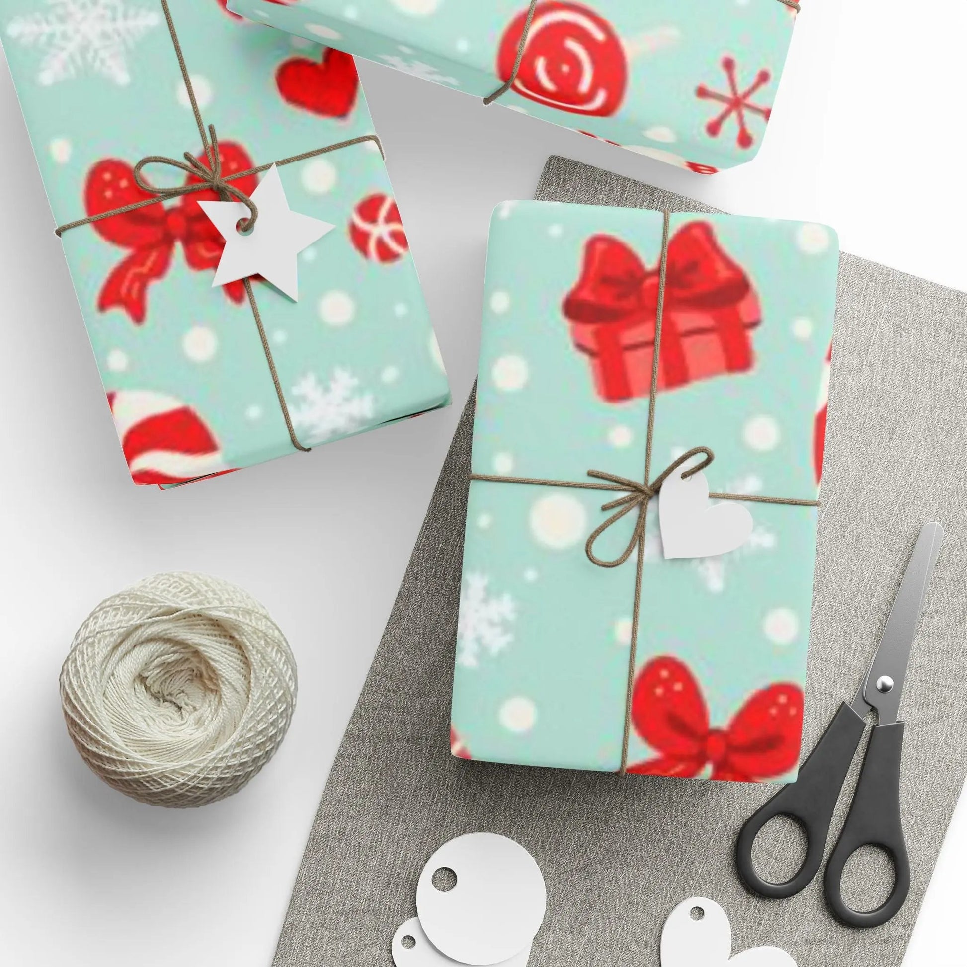 Christmas Candy Cane Wrapping Paper Roll — Retro Mint & Red Holiday Gift Wrap Printify