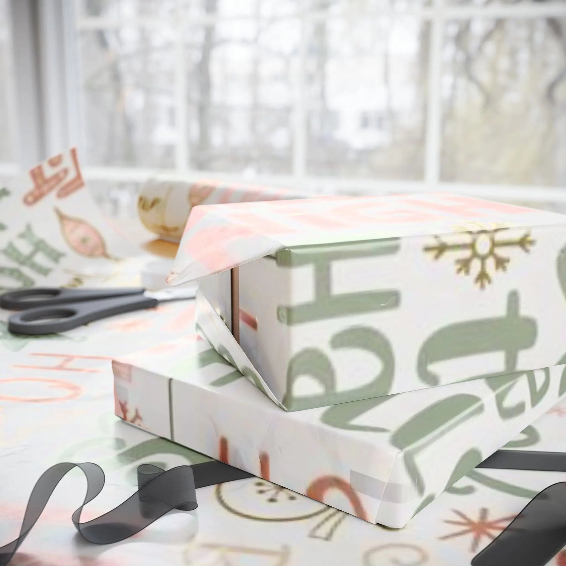 Christmas Word Art Wrapping Paper — Pastel Deck the Halls Gift Wrap Printify