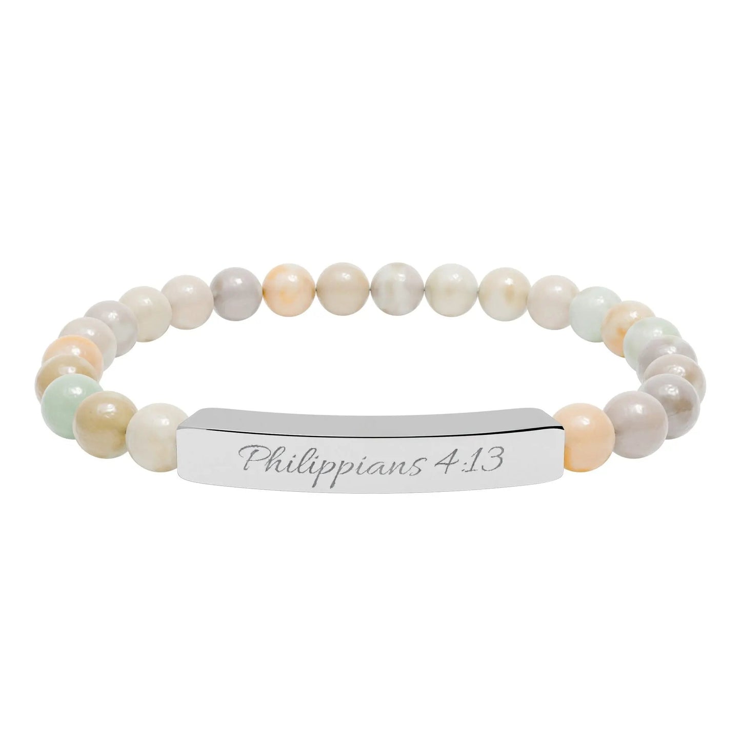 Engravable Natural Stone Bead Bracelet — Personalized Stretch Bar Bracelet Printify