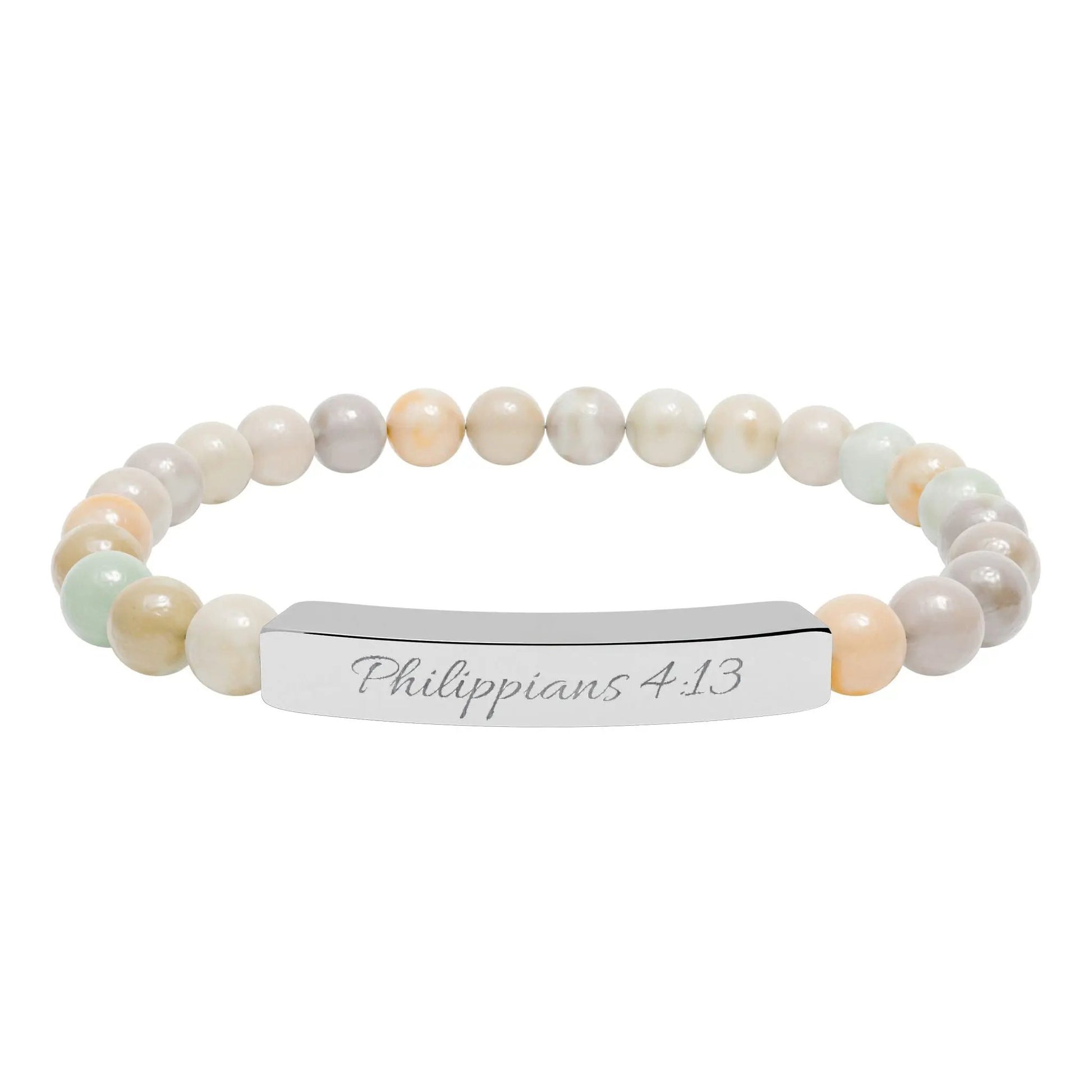 Engravable Natural Stone Bead Bracelet — Personalized Stretch Bar Bracelet Printify