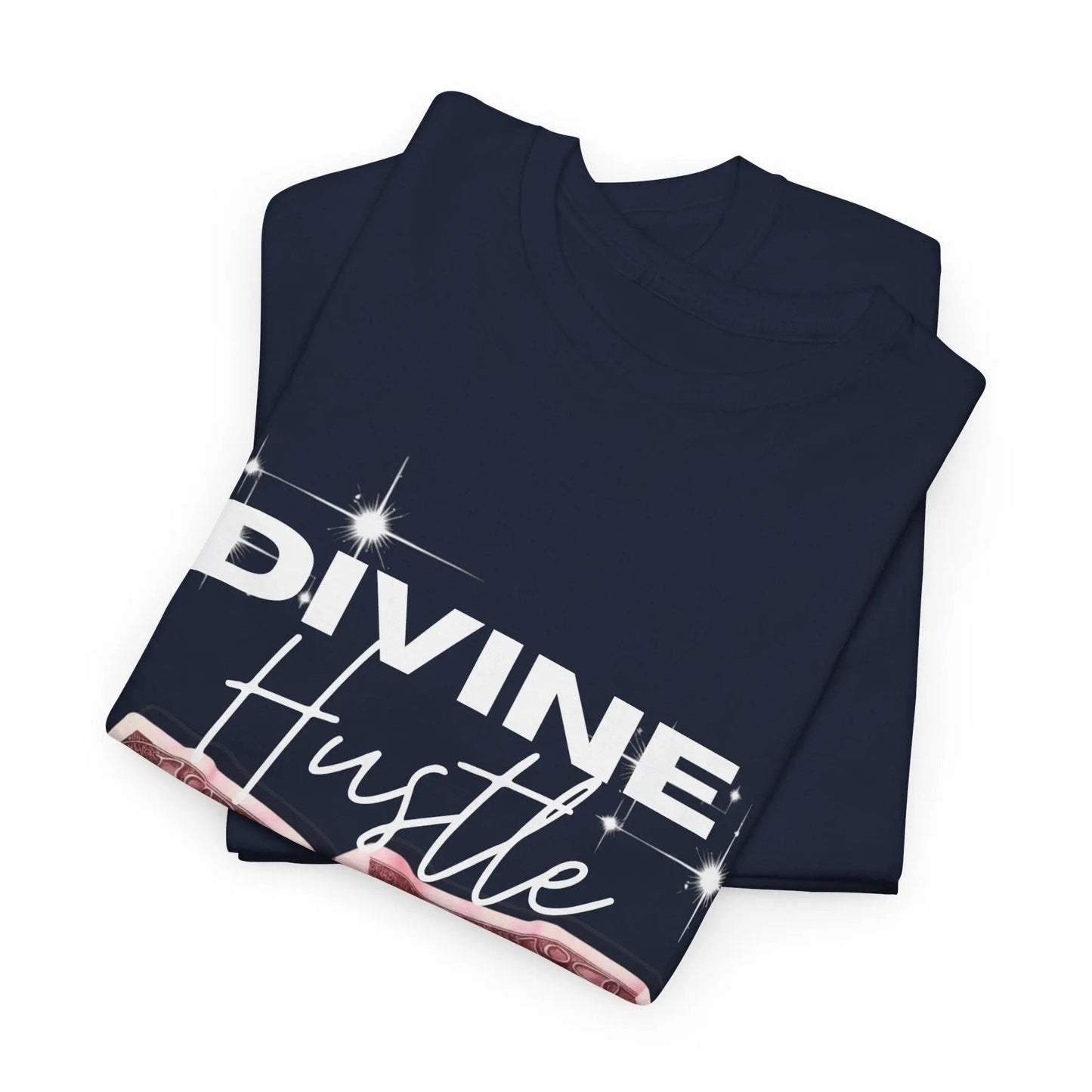 "Divine Hustle" T-Shirt — Graphic Money & Script Logo Tee Printify