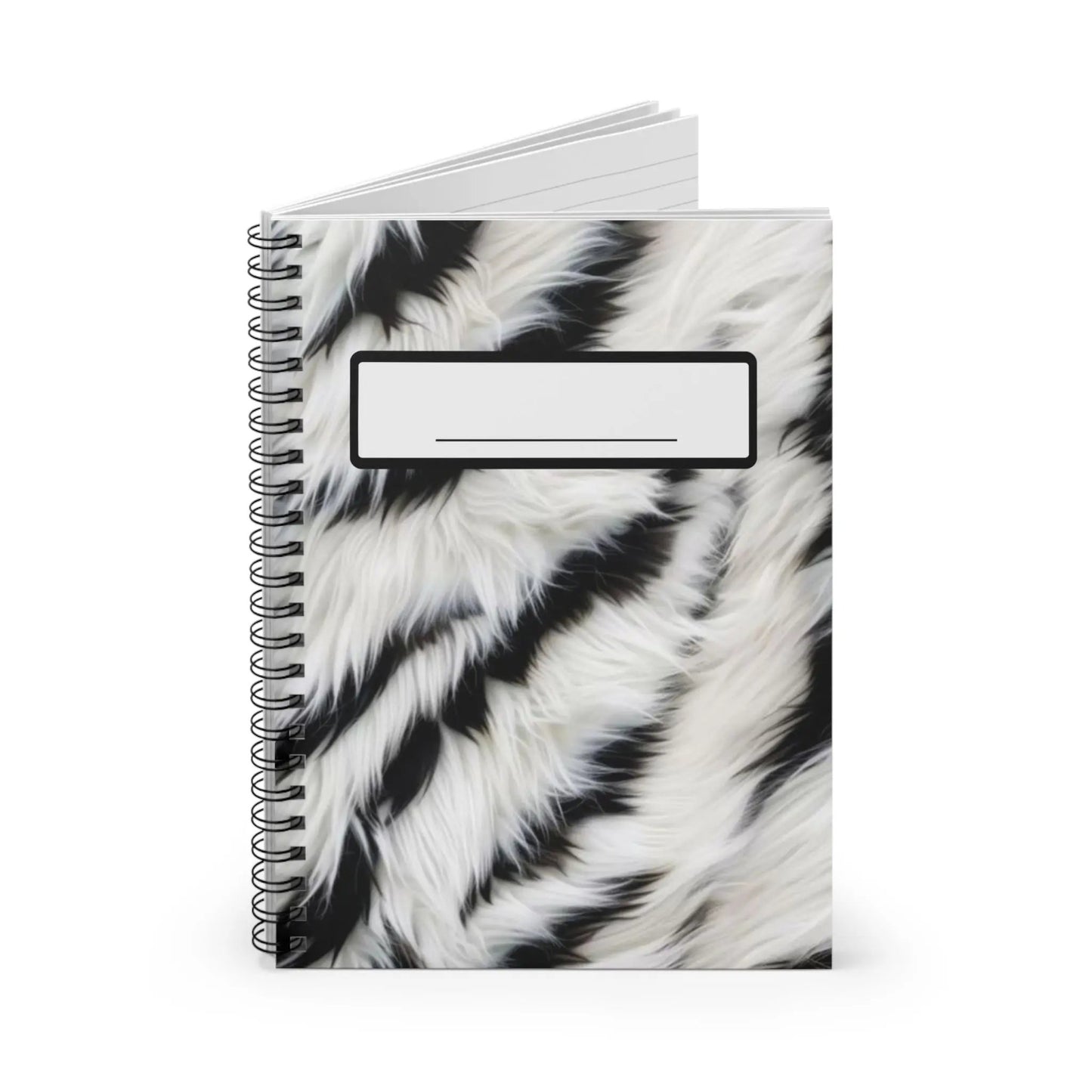 Faux Fur Zebra Spiral Notebook — Ruled Journal with Label Printify