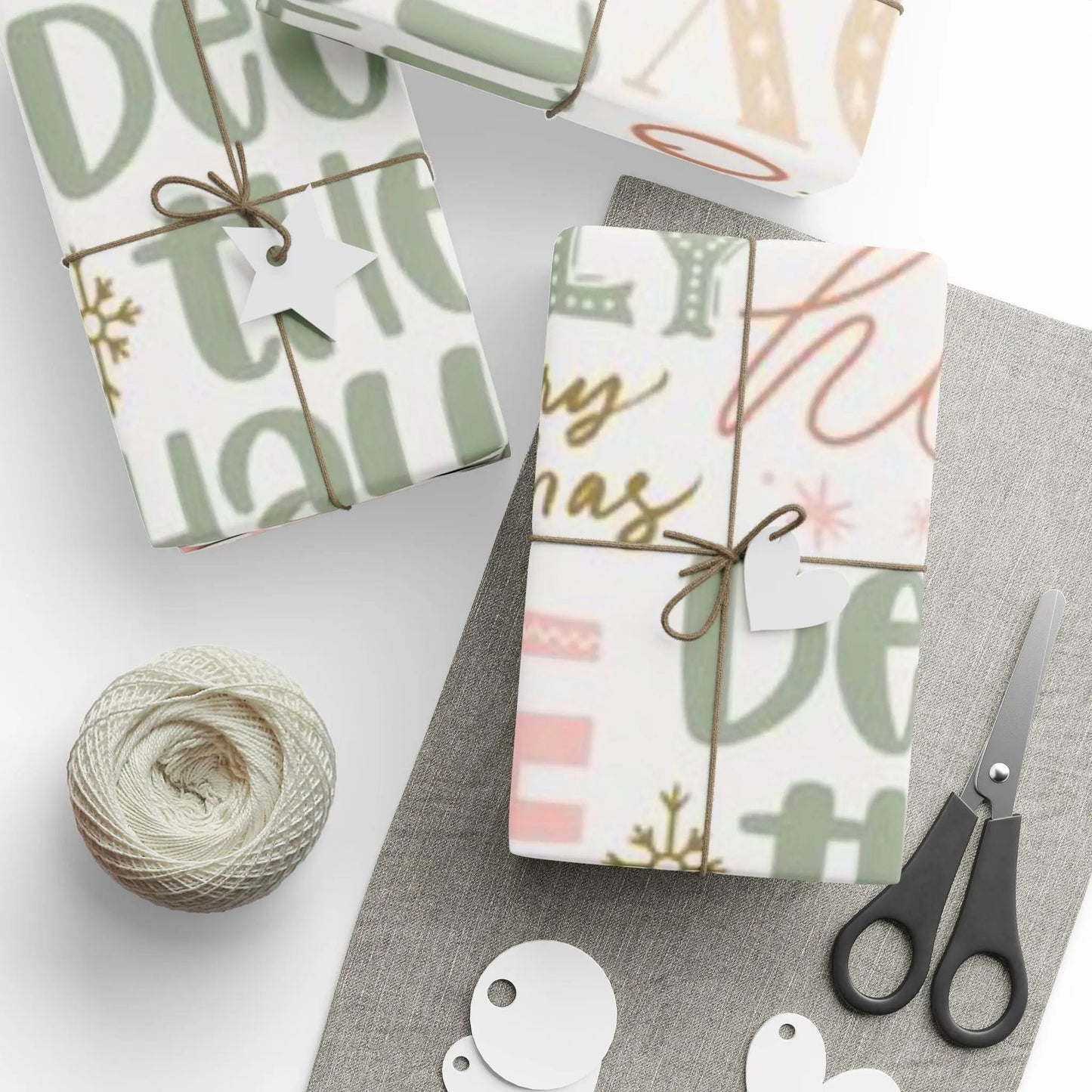Christmas Word Art Wrapping Paper — Pastel Deck the Halls Gift Wrap Printify