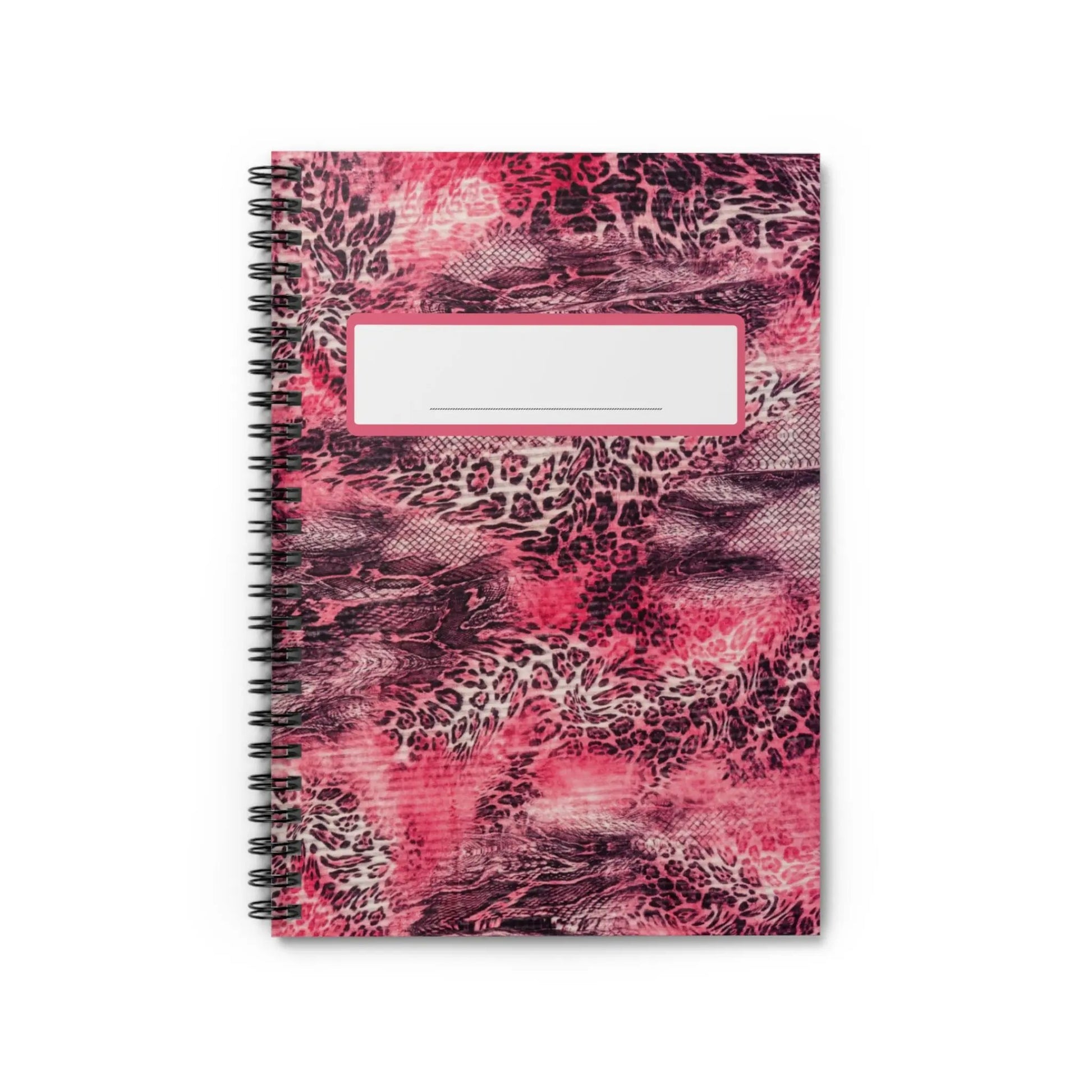 Pink Leopard Spiral Notebook — Ruled Journal with Label Printify