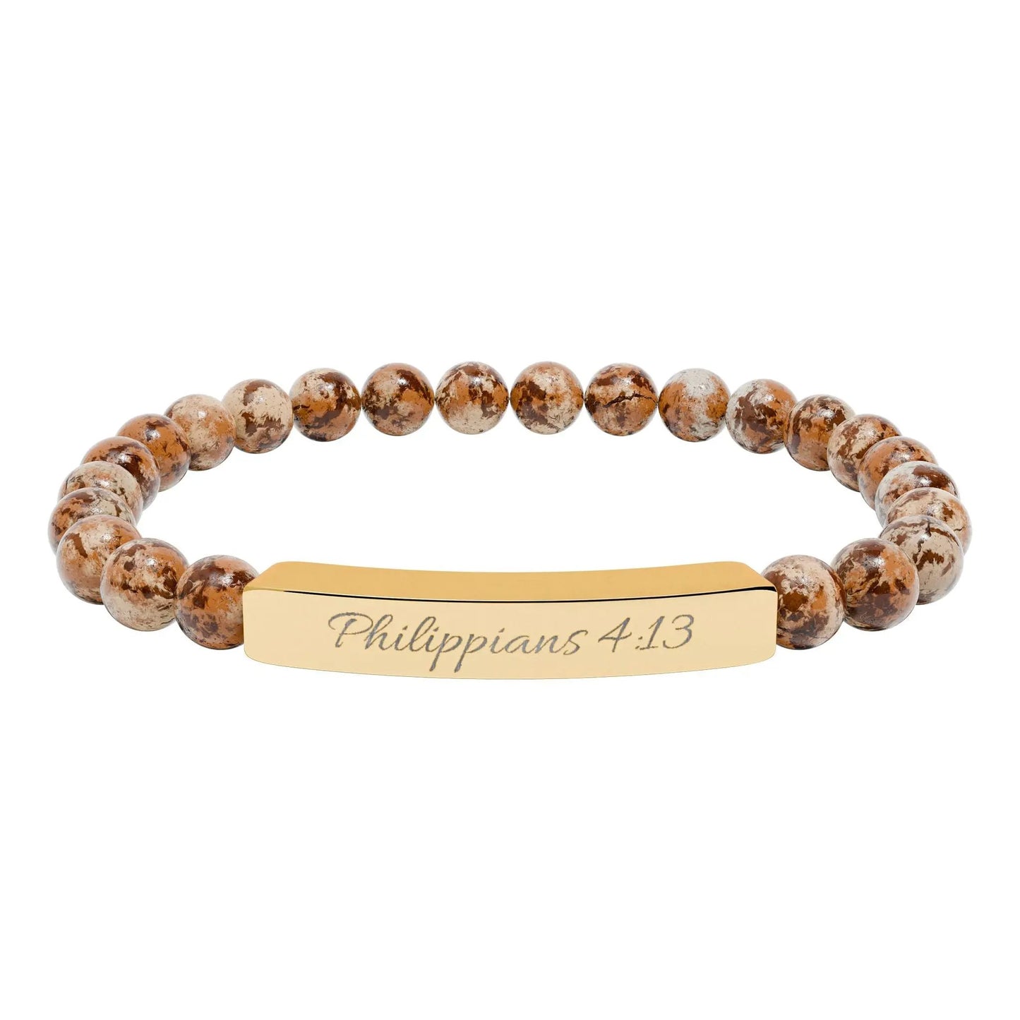 Engravable Natural Stone Bead Bracelet — Personalized Stretch Bar Bracelet Printify