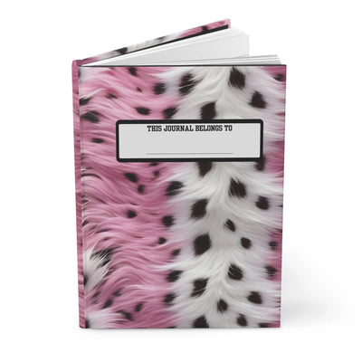 Faux Fur Pink & White Hardcover Journal — “This Journal Belongs To” Notebook Printify