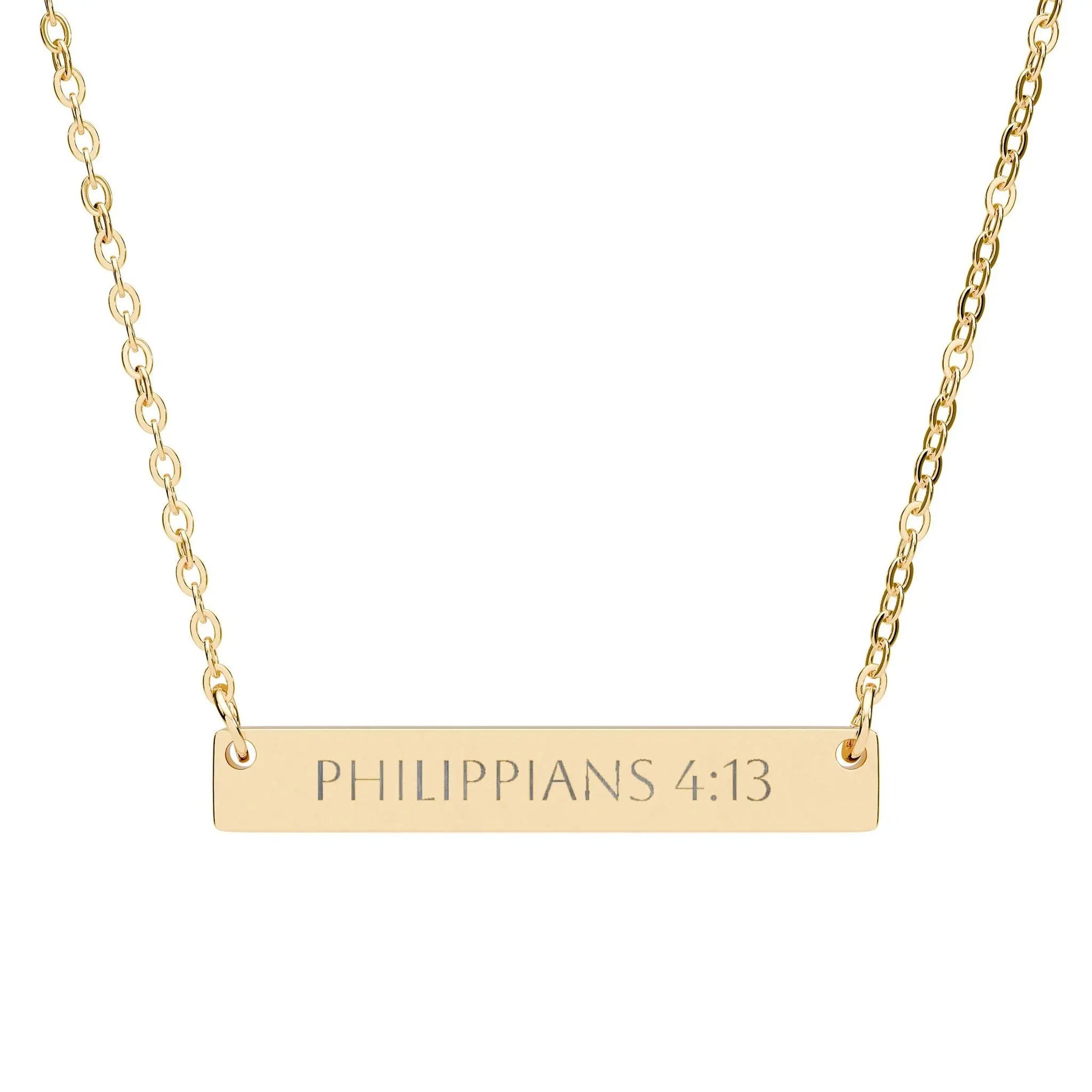 Unshakable Strength Horizontal Bar Necklace — Personalized "Philippians 4:13" Pendant Printify