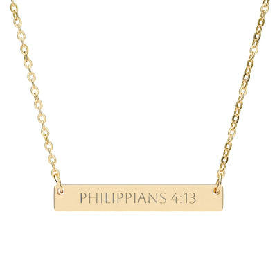 Unshakable Strength Horizontal Bar Necklace — Personalized "Philippians 4:13" Pendant Printify