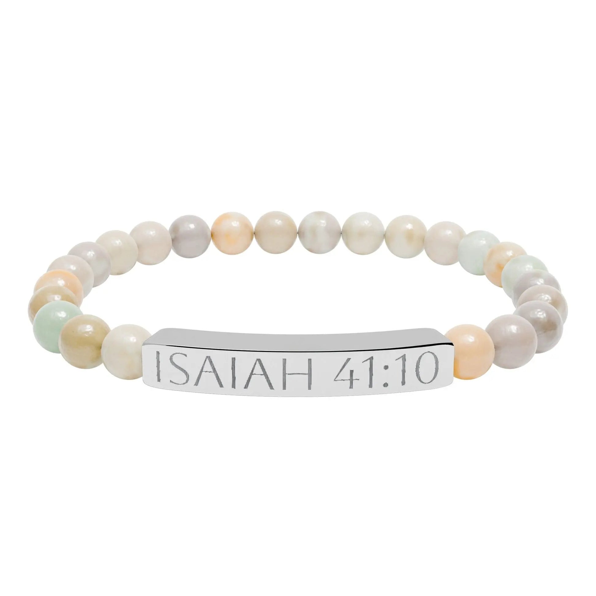 Engraved Isaiah 41:10 Natural Stone Stretch Bracelet Printify