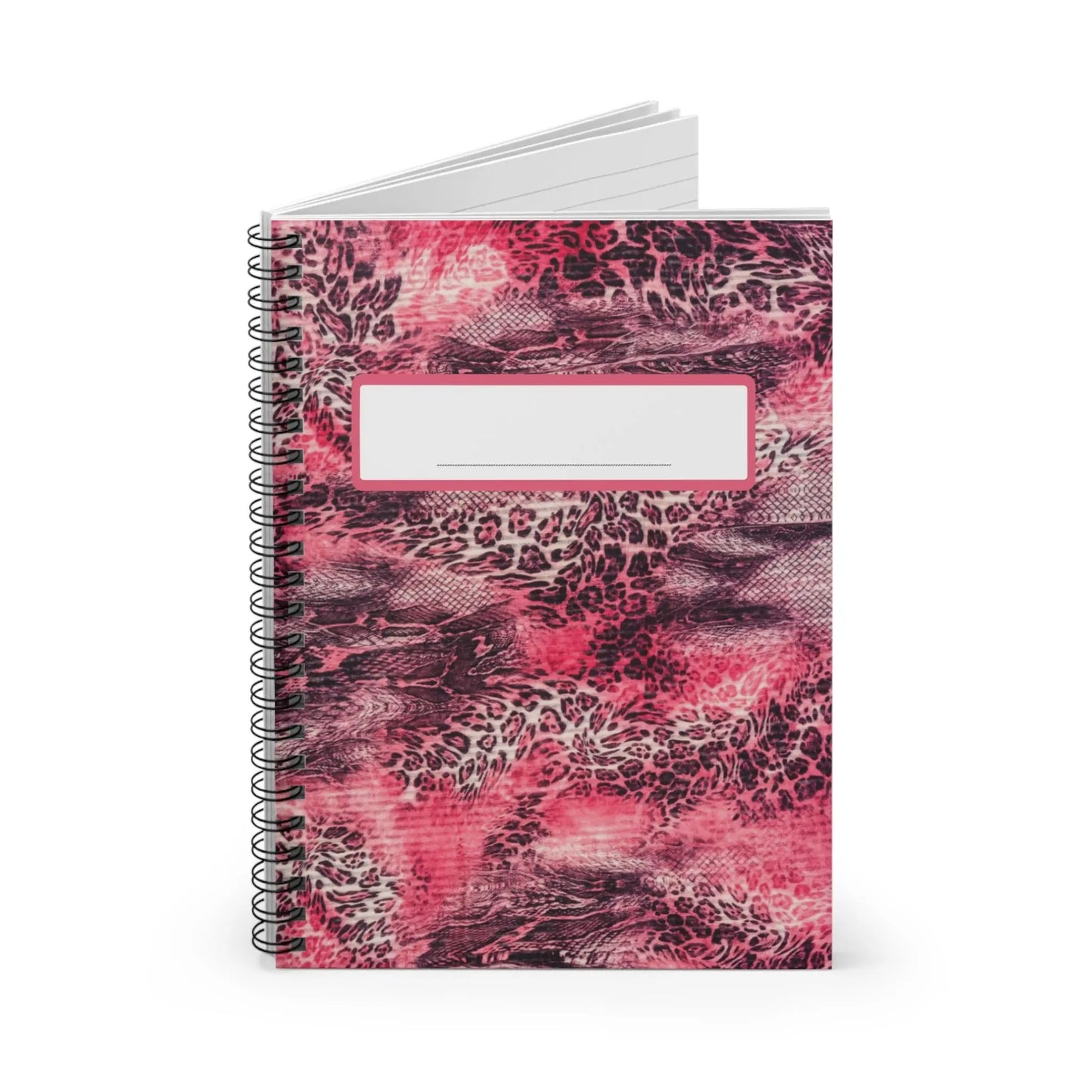 Pink Leopard Spiral Notebook — Ruled Journal with Label Printify