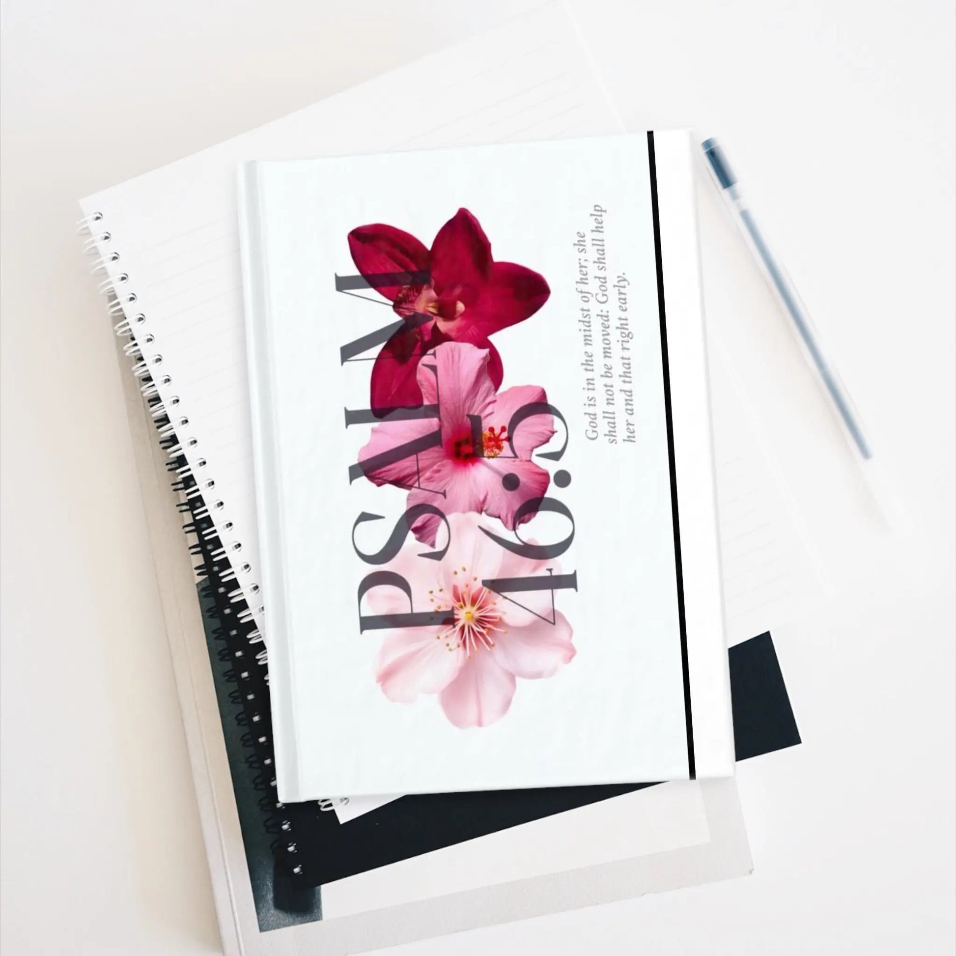 Psalm 46 Floral Journal — Christian Devotional Notebook with Inspirational Scripture Design Printify