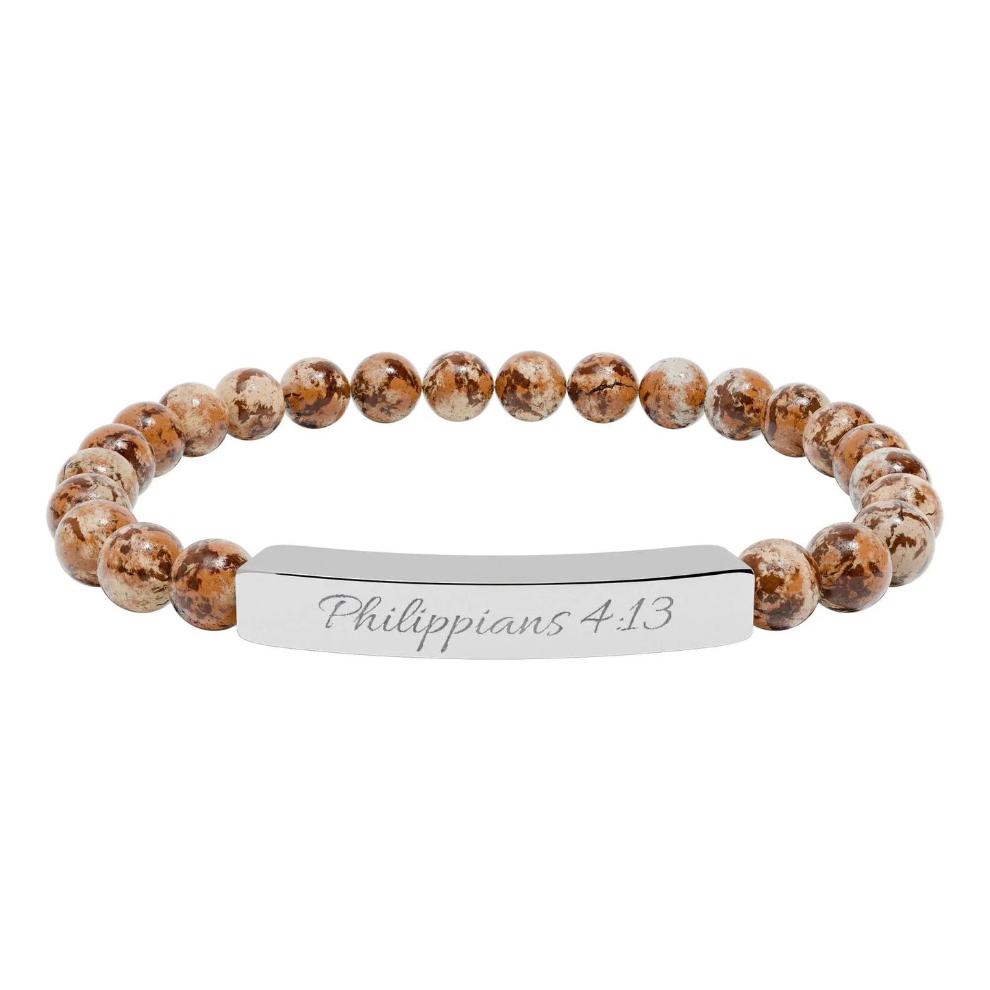 Engravable Natural Stone Bead Bracelet — Personalized Stretch Bar Bracelet Printify