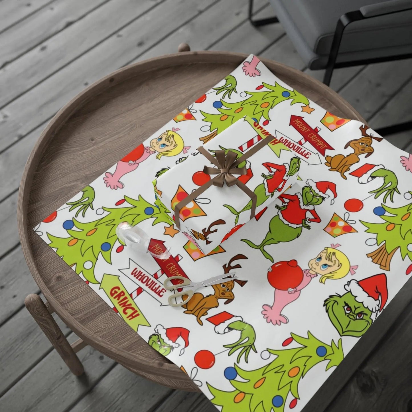 Grinch Pattern Holiday Wrapping Paper — Whoville Characters Gift Wrap Printify