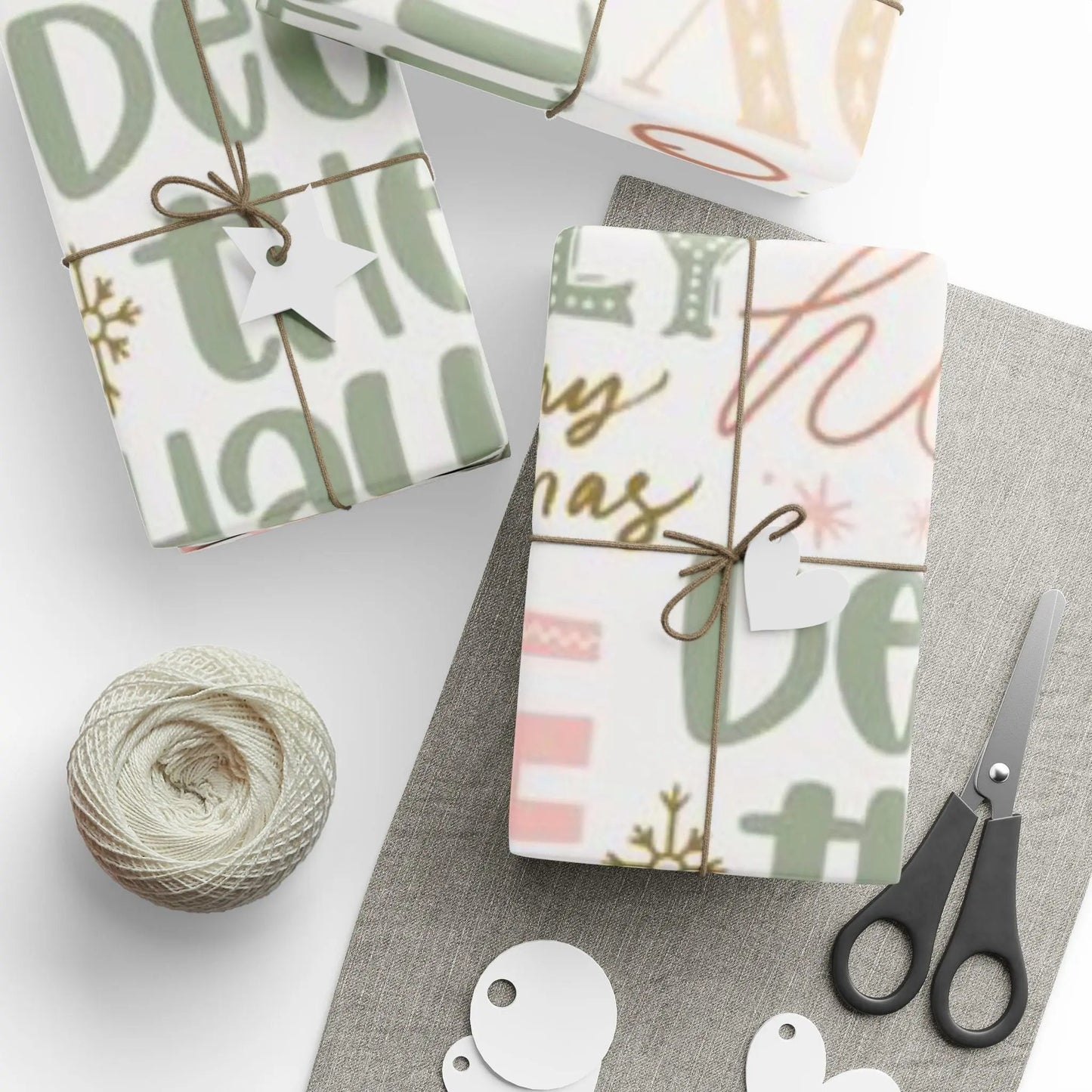 Christmas Word Art Wrapping Paper — Pastel Deck the Halls Gift Wrap Printify