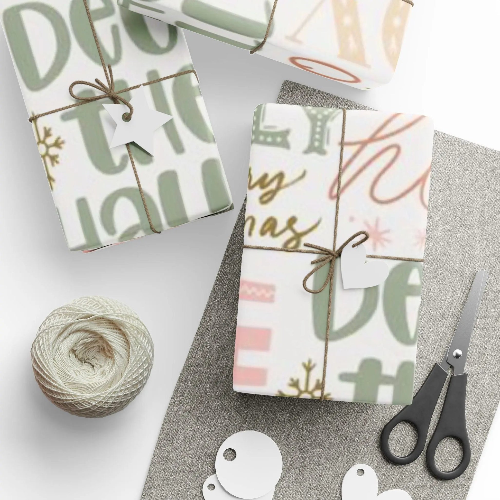 Christmas Word Art Wrapping Paper — Pastel Deck the Halls Gift Wrap Printify