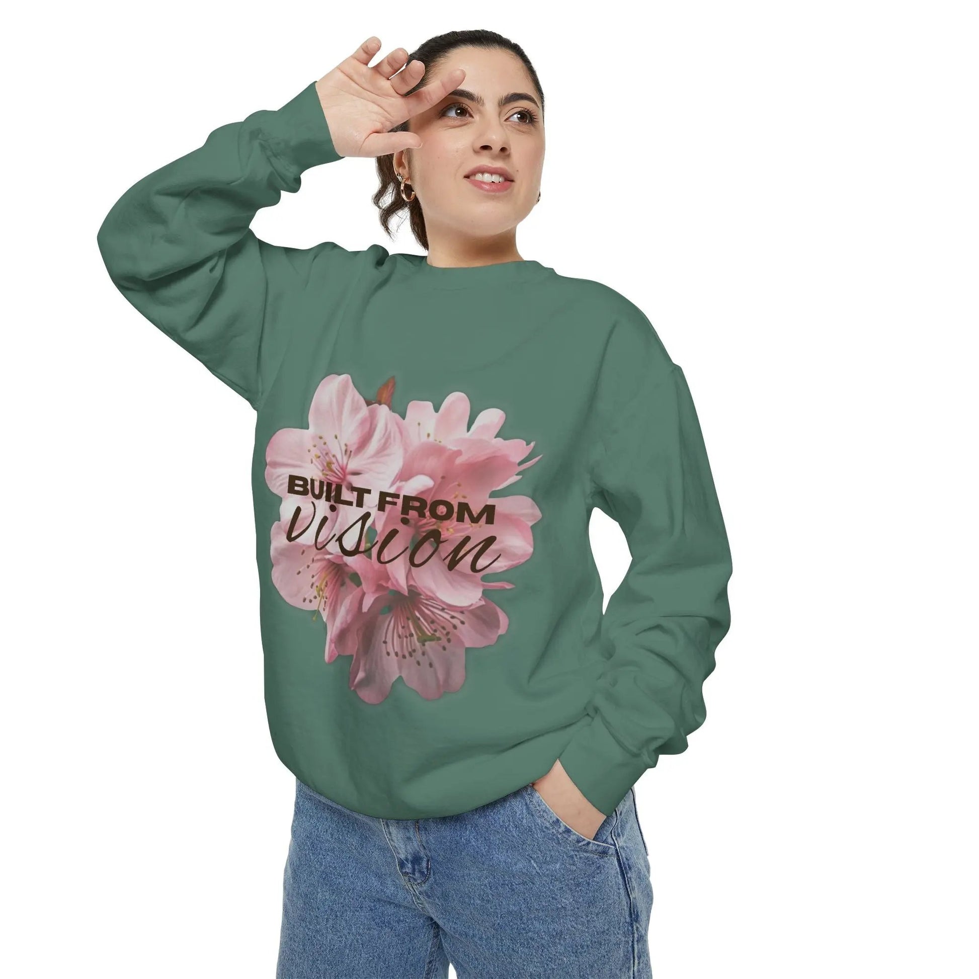 "Built From Vision" Floral Sweatshirt Printify