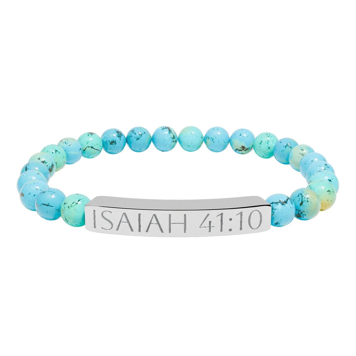 Engraved Isaiah 41:10 Natural Stone Stretch Bracelet Printify