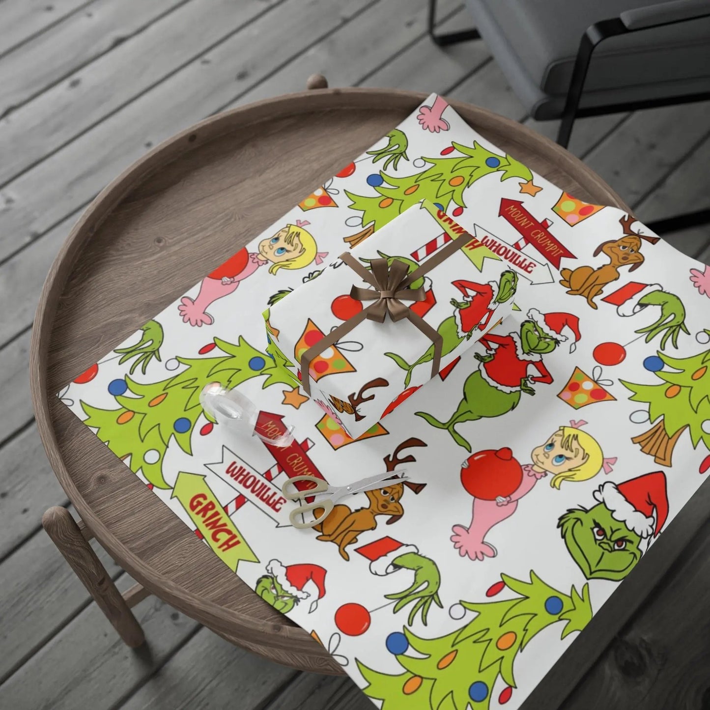 Grinch Pattern Holiday Wrapping Paper — Whoville Characters Gift Wrap Printify