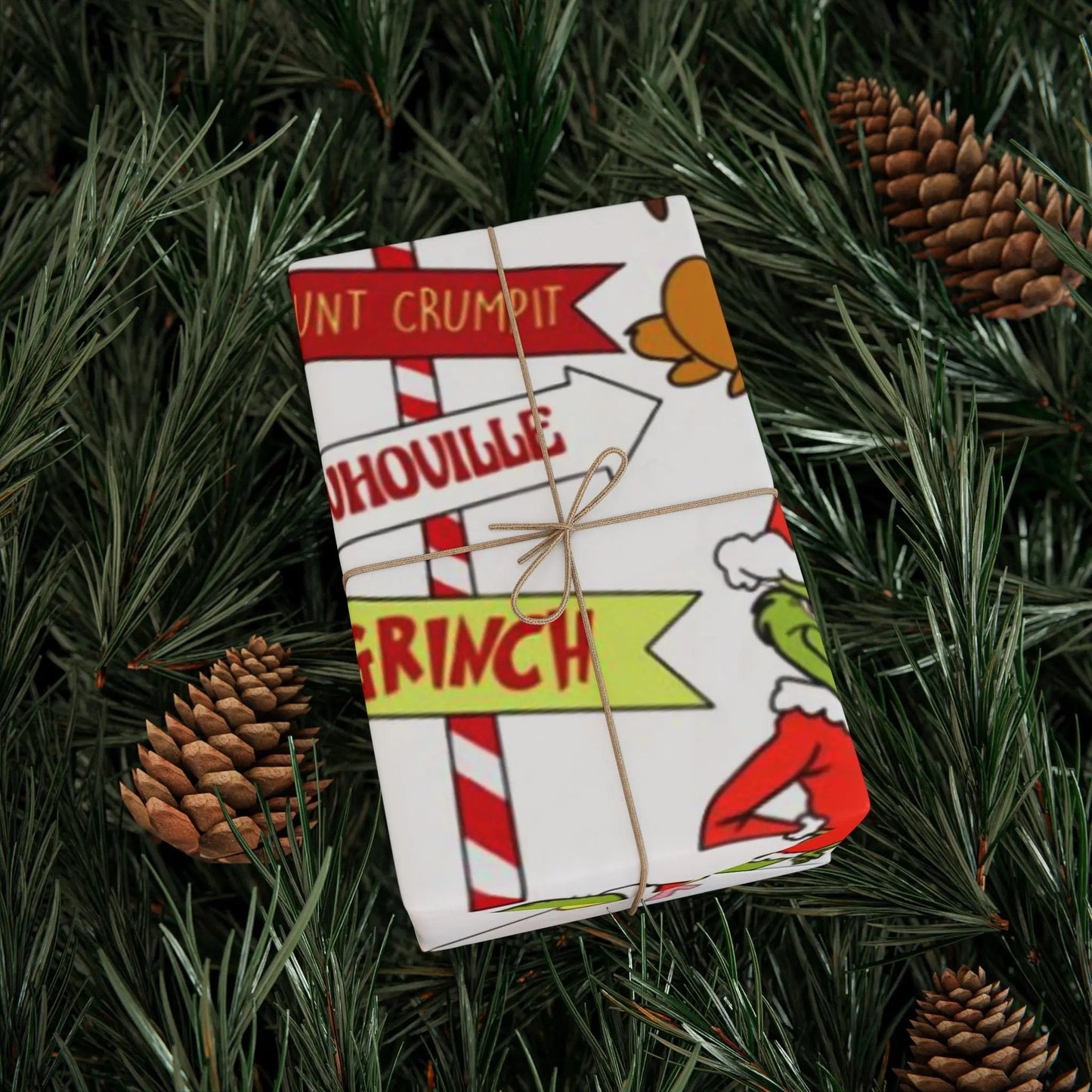 Grinch Pattern Holiday Wrapping Paper — Whoville Characters Gift Wrap Printify