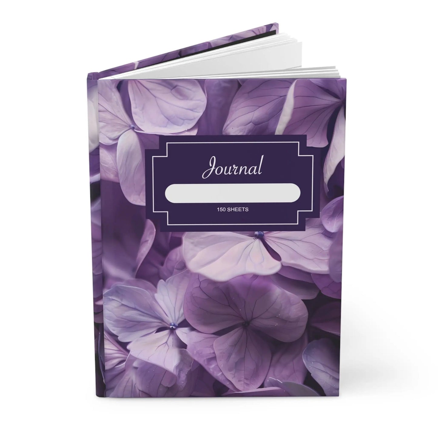Purple Hydrangea Hardcover Journal — Floral Notebook for Writing & Notes Printify