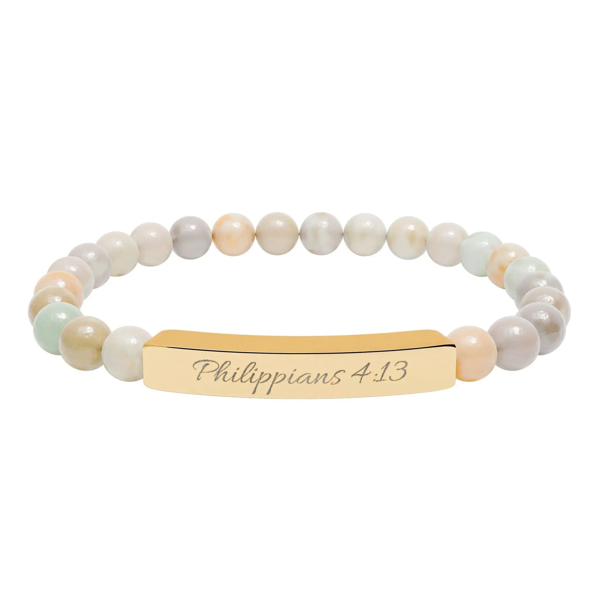 Engravable Natural Stone Bead Bracelet — Personalized Stretch Bar Bracelet Printify