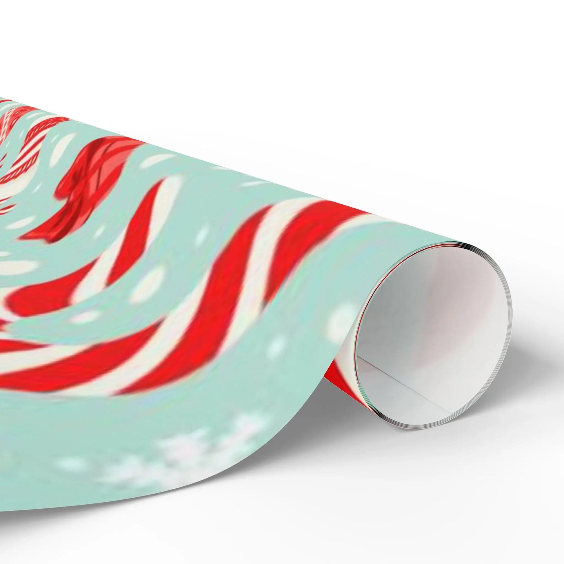 Christmas Candy Cane Wrapping Paper Roll — Retro Mint & Red Holiday Gift Wrap Printify