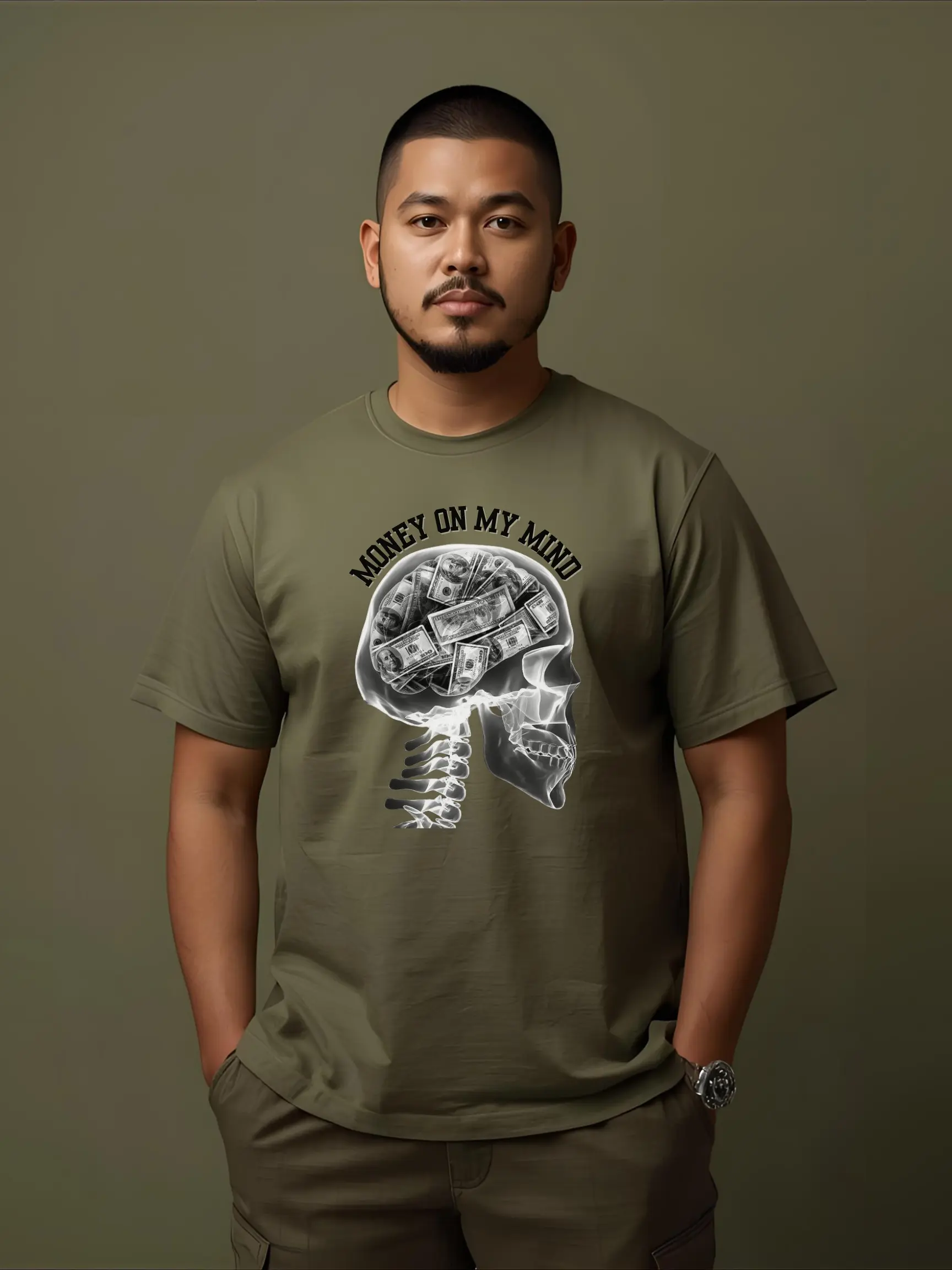 Money On My Mind Skull T-Shirt Printify