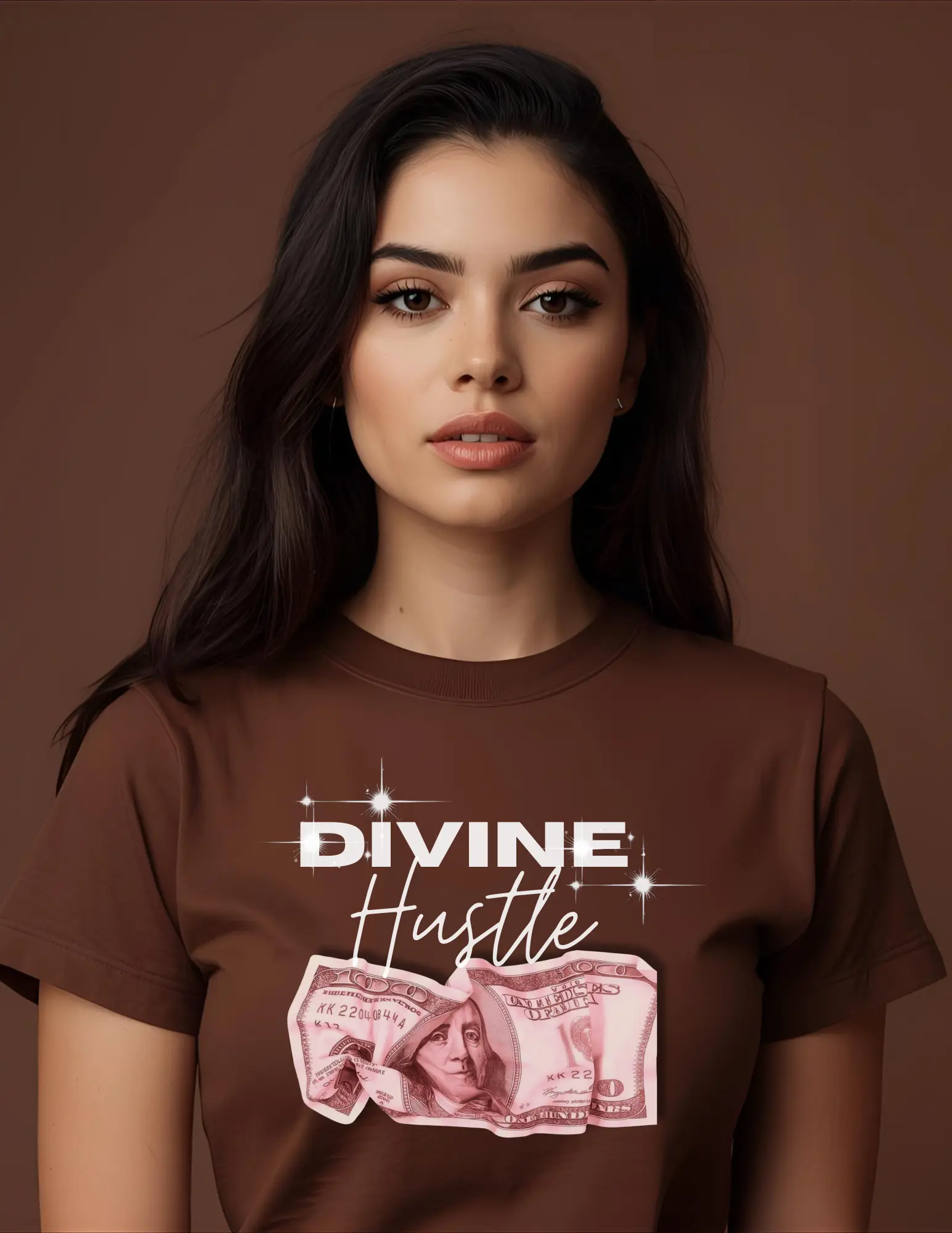 "Divine Hustle" T-Shirt — Graphic Money & Script Logo Tee Printify