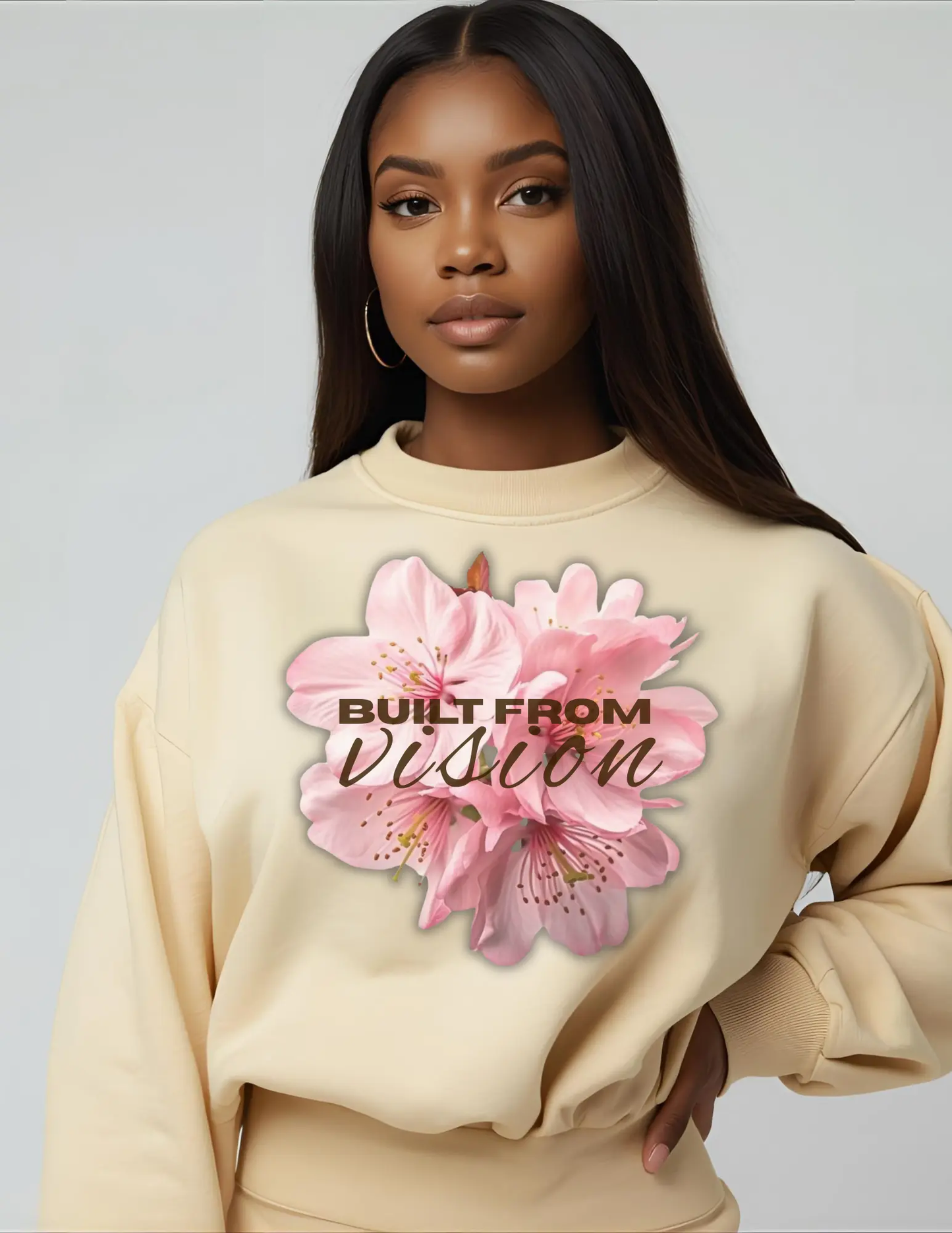 "Built From Vision" Floral Sweatshirt Printify