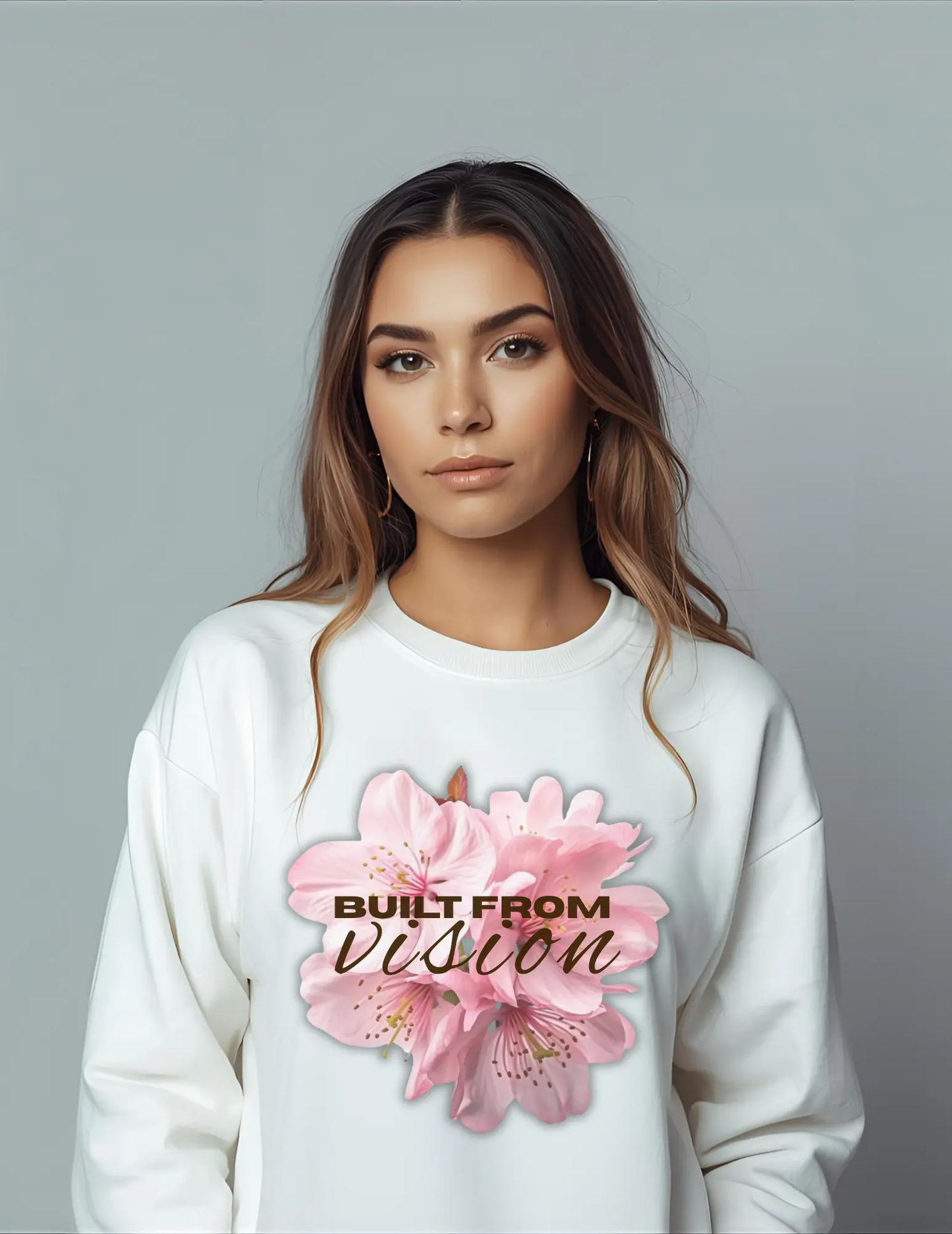 "Built From Vision" Floral Sweatshirt Printify