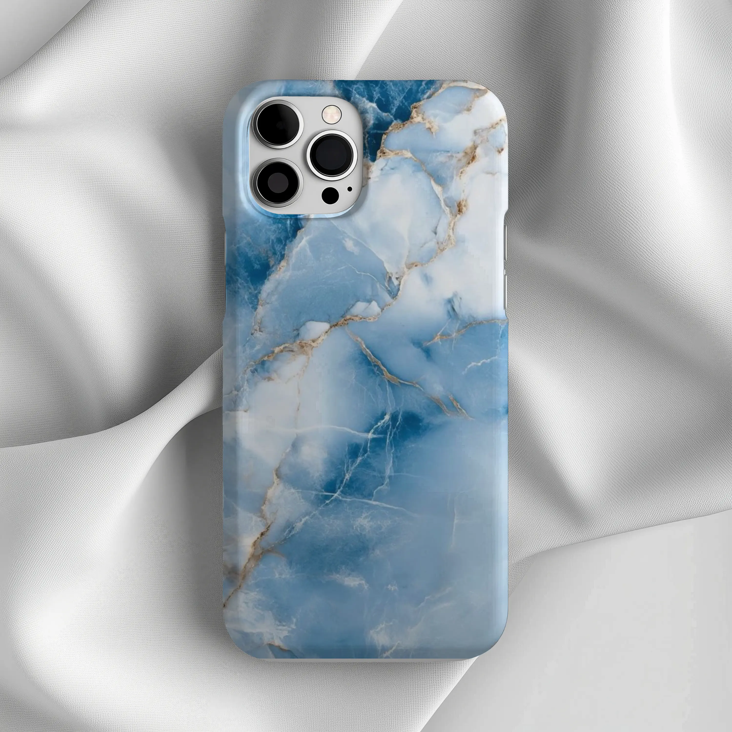 Blue Marble Tough iPhone16 Case — Protective iPhone Cover with Gold Vein Design Printify