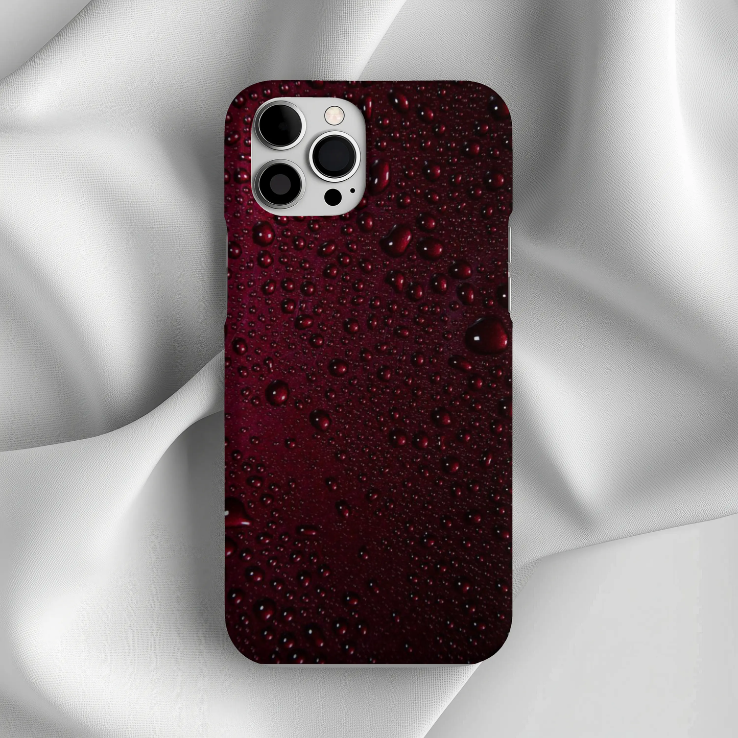 Burgundy Water Droplet Tough iPhone16 Case — Shockproof Protective Cover Printify