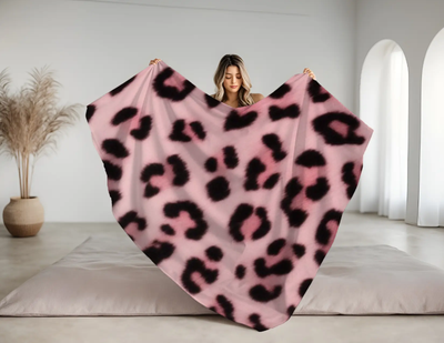 Pink Leopard Velveteen Plush Blanket Printify