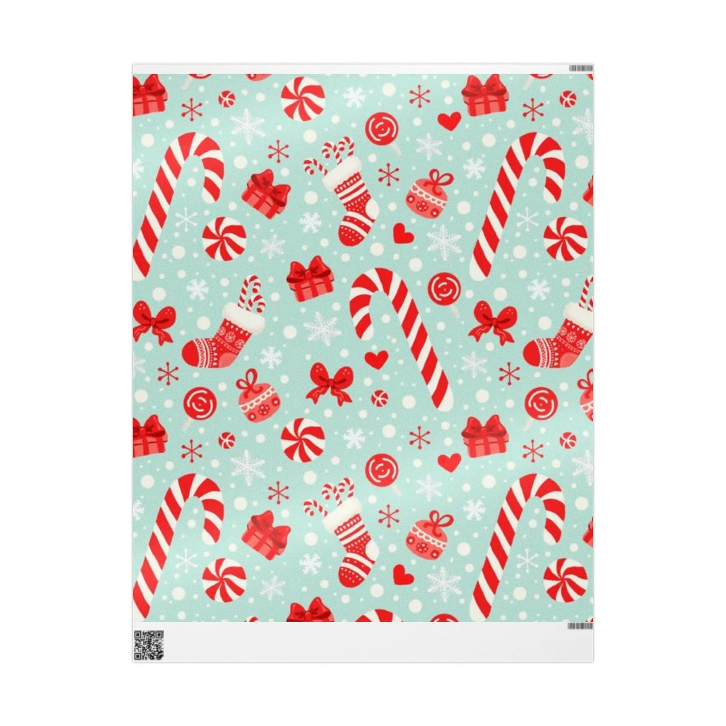 Christmas Candy Cane Wrapping Paper Roll — Retro Mint & Red Holiday Gift Wrap Printify