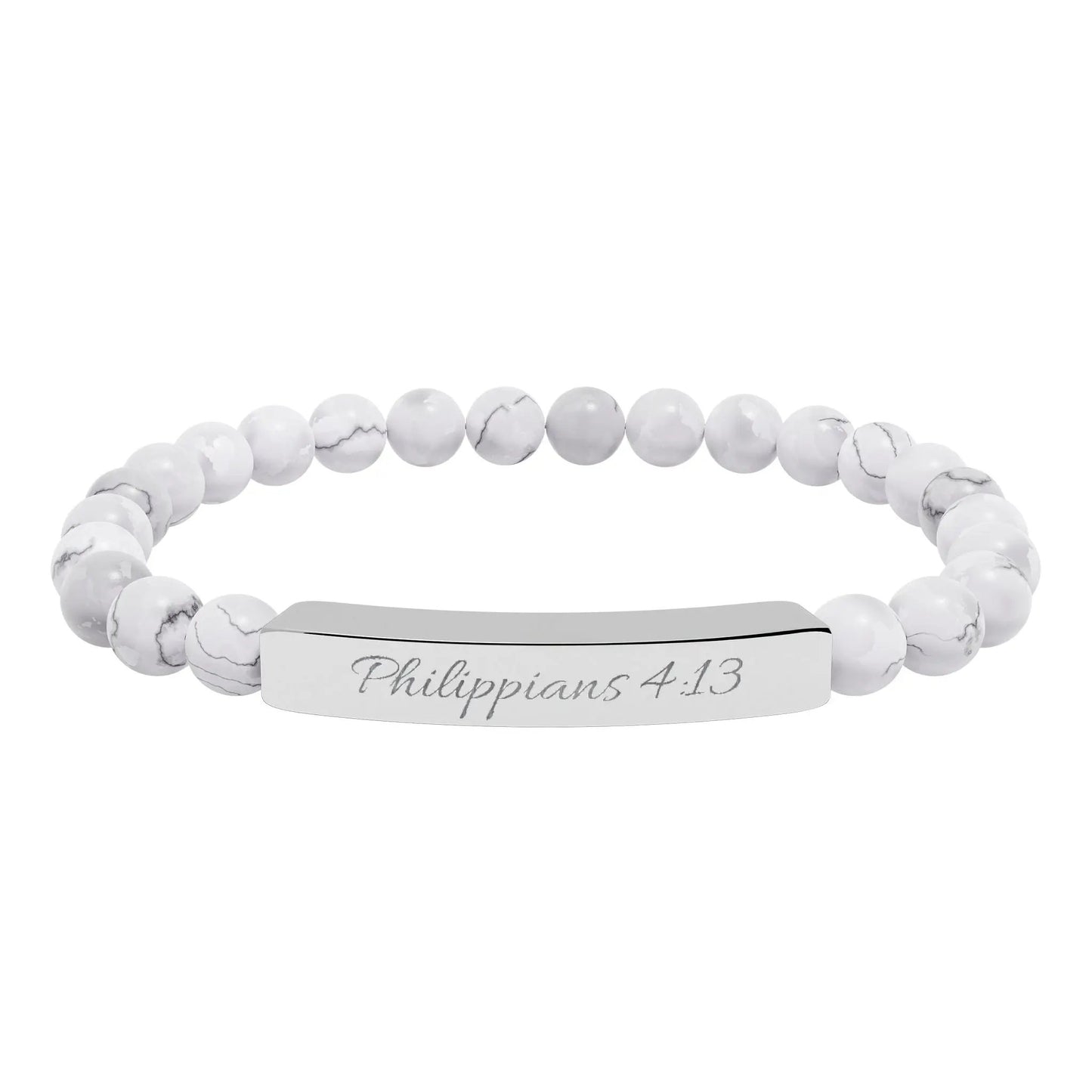 Engravable Natural Stone Bead Bracelet — Personalized Stretch Bar Bracelet Printify