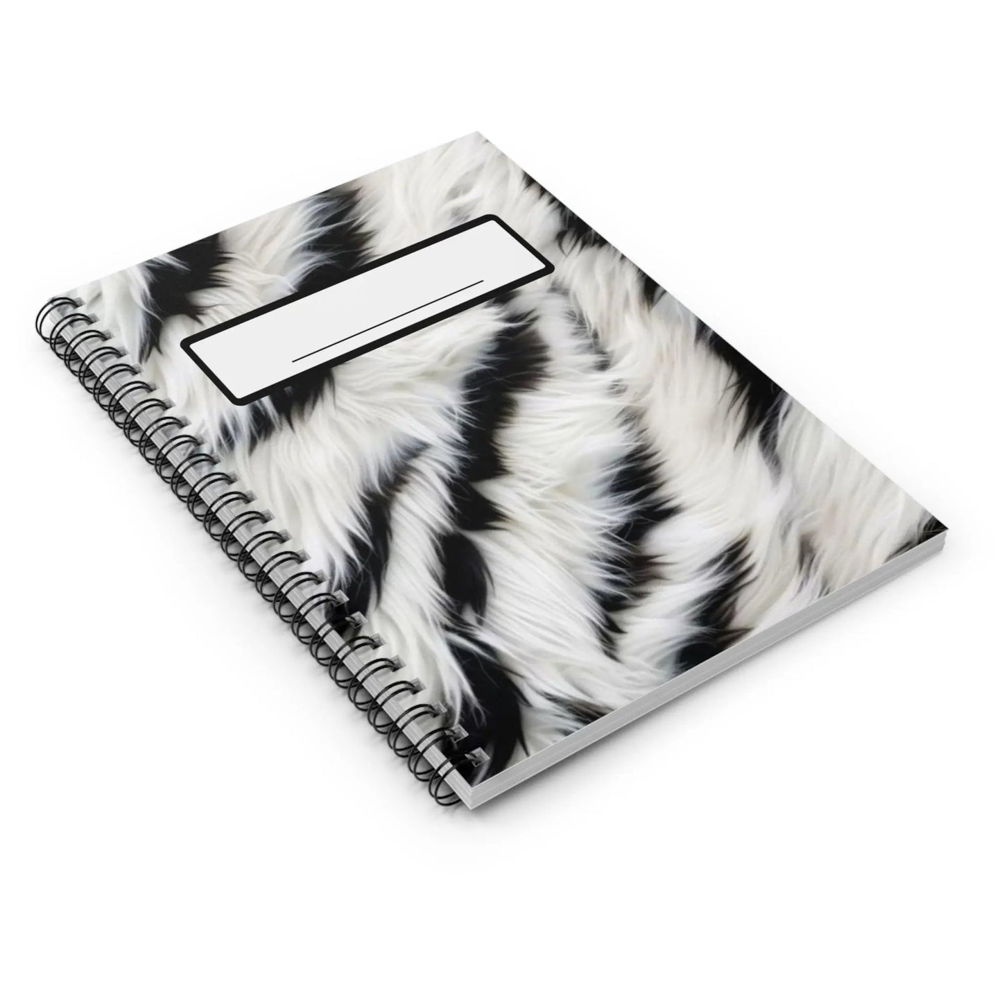Faux Fur Zebra Spiral Notebook — Ruled Journal with Label Printify