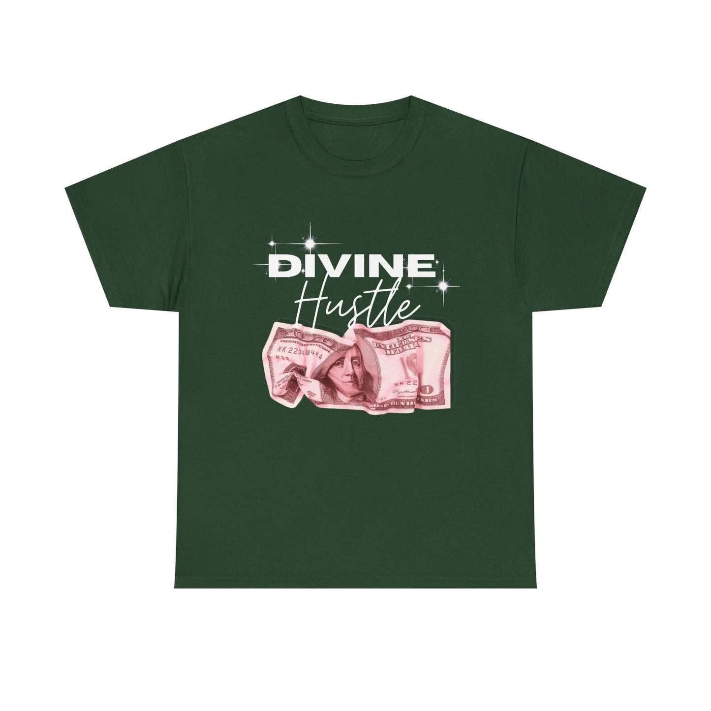 "Divine Hustle" T-Shirt — Graphic Money & Script Logo Tee Printify
