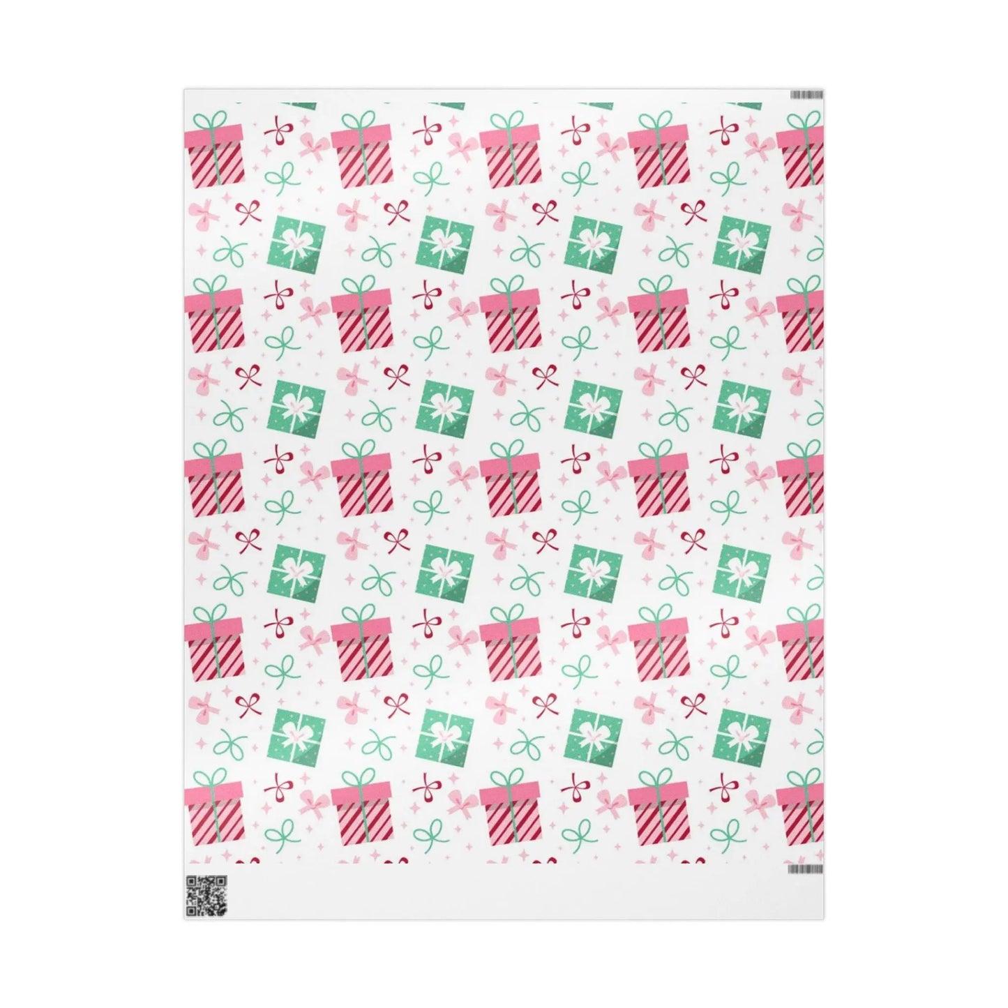 Holiday Gift Wrap Paper — Pink & Green Present Pattern (Christmas Wrapping Paper) Printify