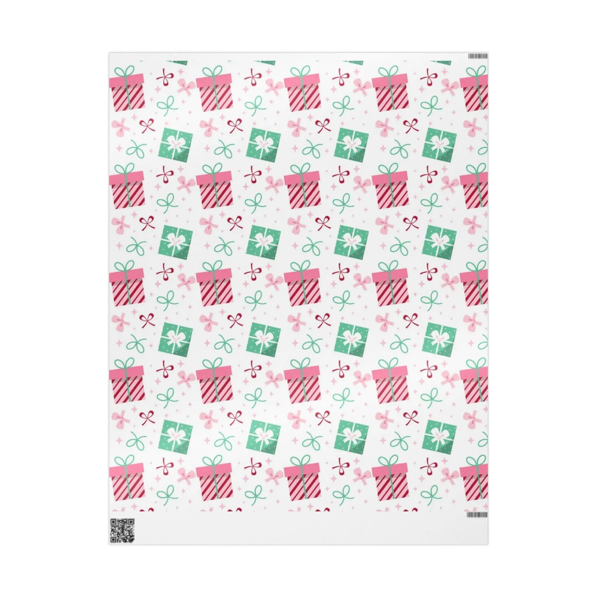 Holiday Gift Wrap Paper — Pink & Green Present Pattern (Christmas Wrapping Paper) Printify