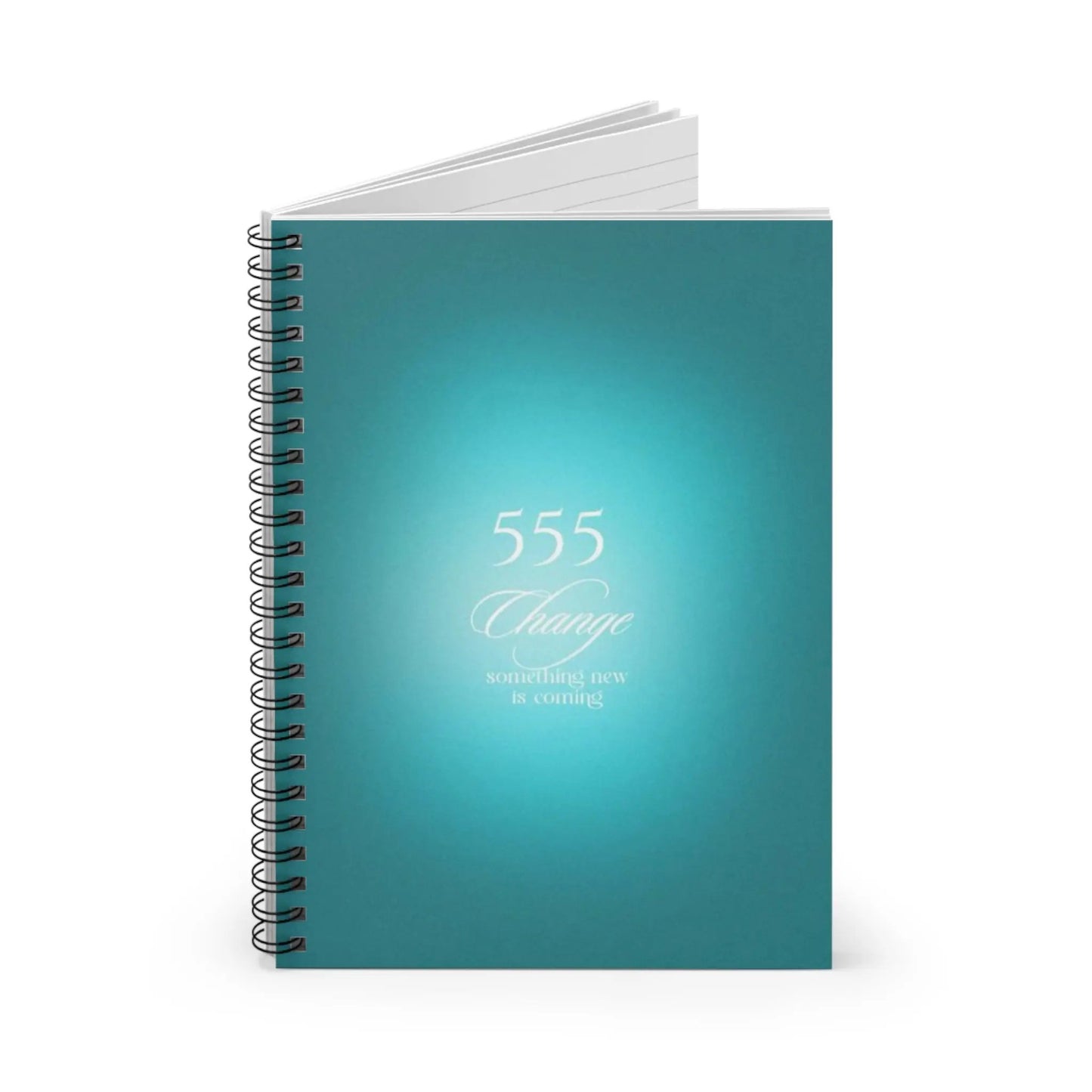 555 Change Teal Spiral Notebook — Inspirational Journal for New Beginnings Printify
