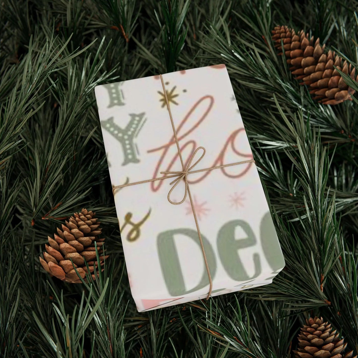 Christmas Word Art Wrapping Paper — Pastel Deck the Halls Gift Wrap Printify