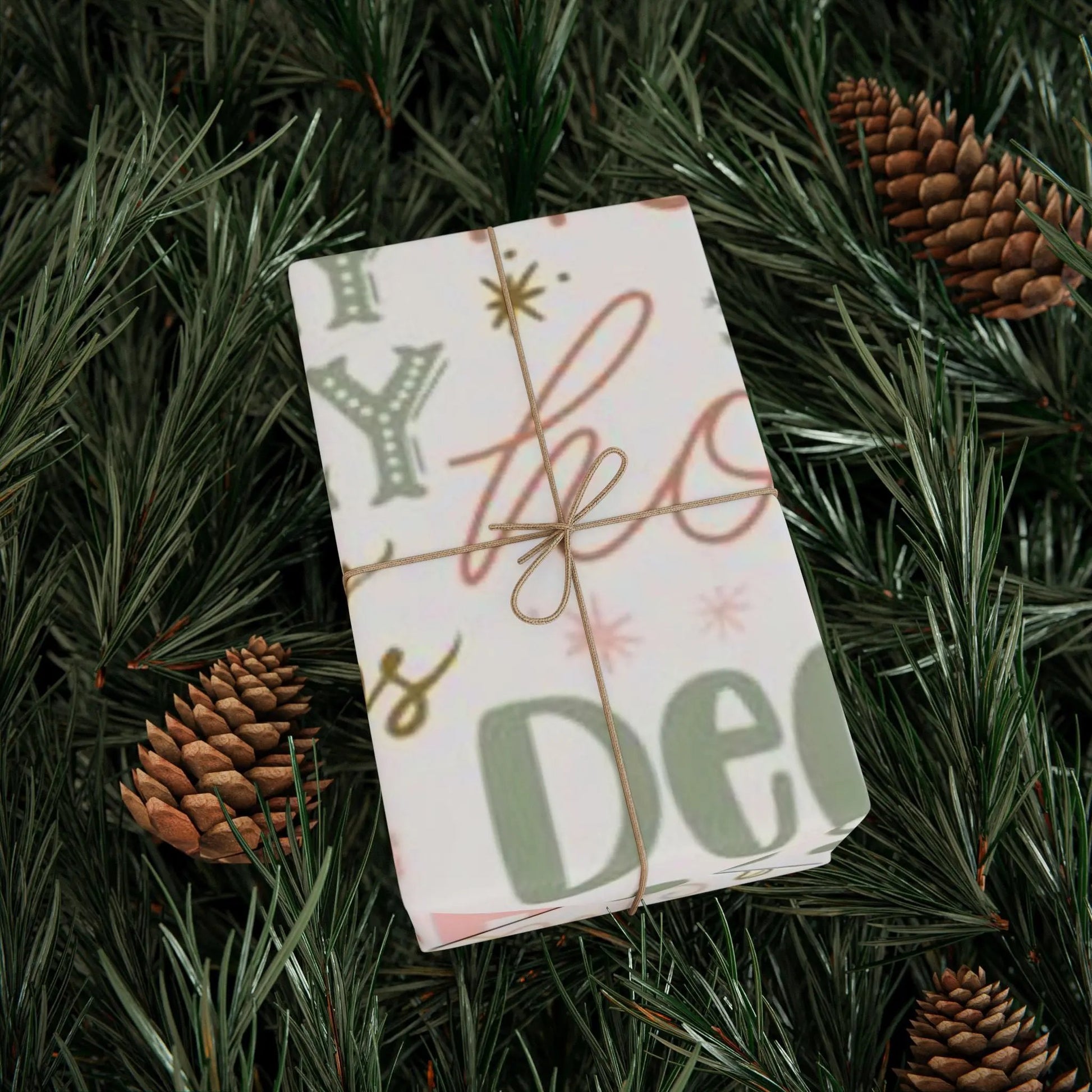 Christmas Word Art Wrapping Paper — Pastel Deck the Halls Gift Wrap Printify