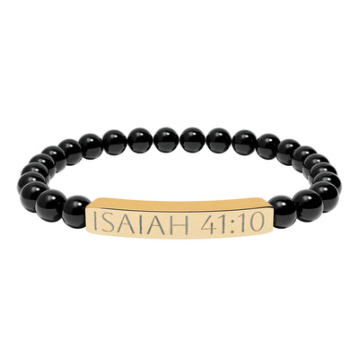 Engraved Isaiah 41:10 Natural Stone Stretch Bracelet Printify