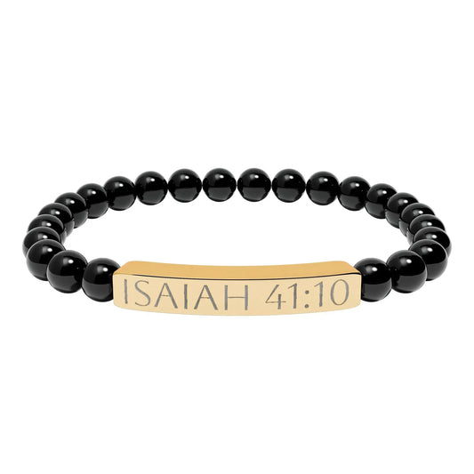 Engraved Isaiah 41:10 Natural Stone Stretch Bracelet Printify