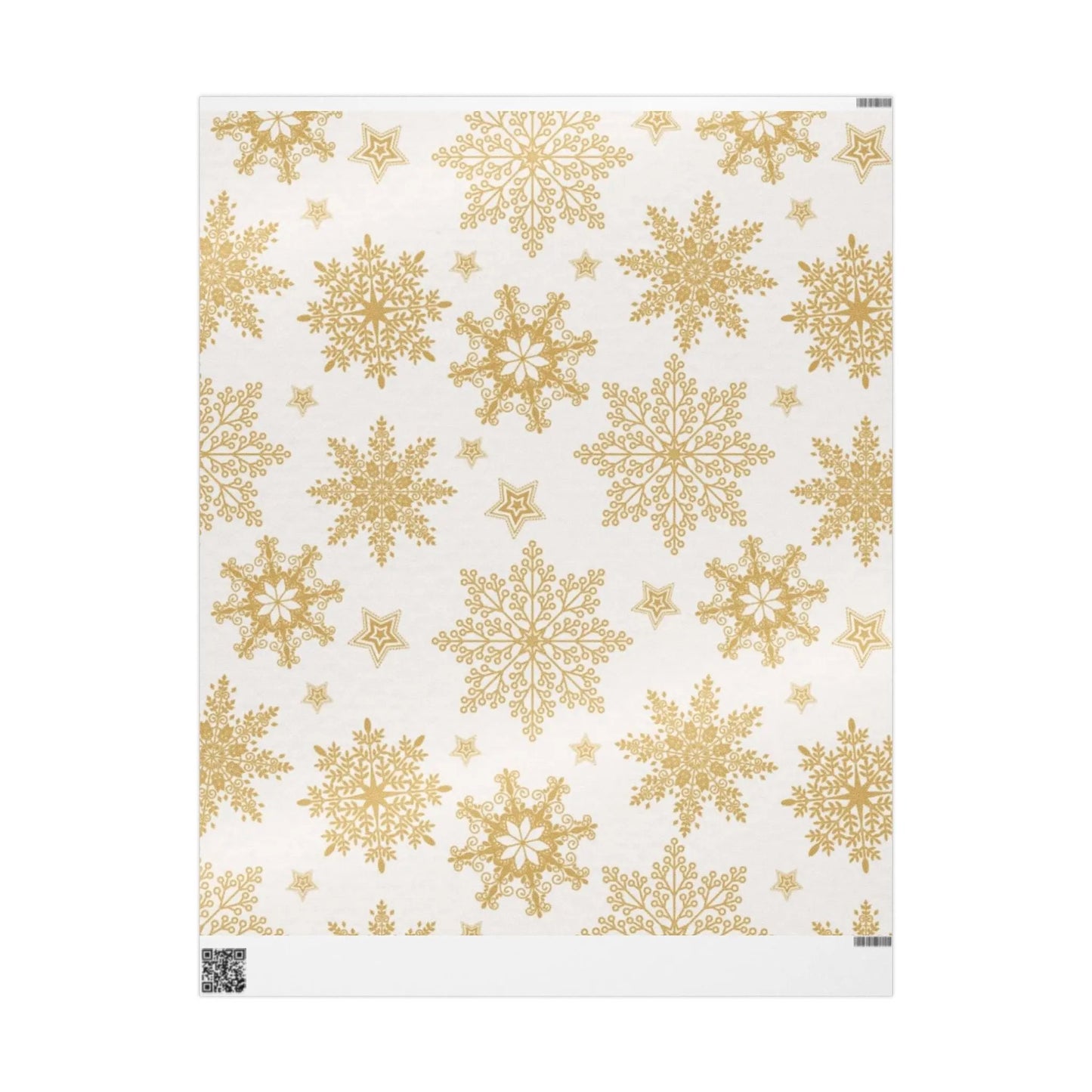 Gold Snowflake Wrapping Paper Roll — Elegant Holiday Gift Wrap Printify