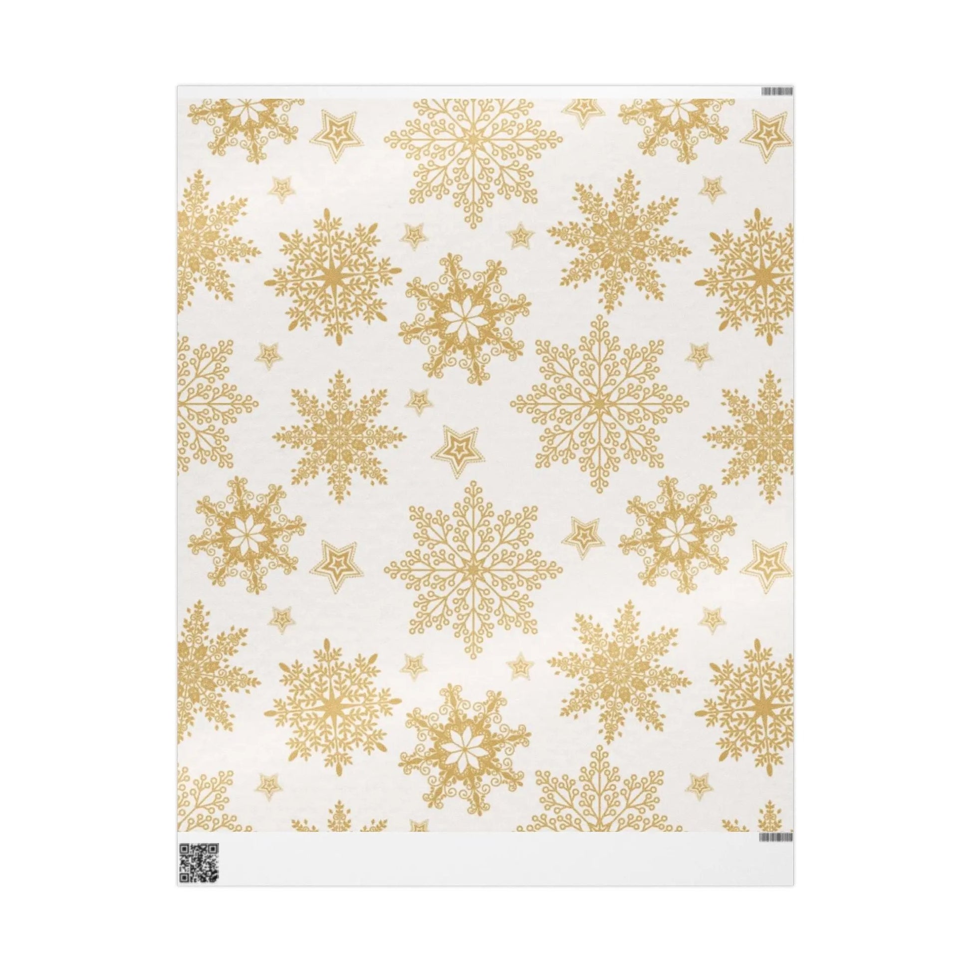 Gold Snowflake Wrapping Paper Roll — Elegant Holiday Gift Wrap Printify