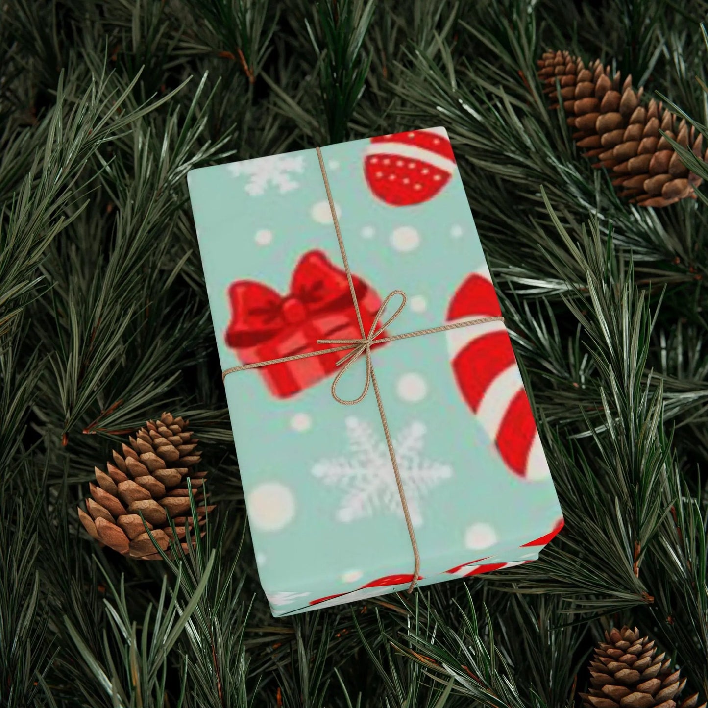 Christmas Candy Cane Wrapping Paper Roll — Retro Mint & Red Holiday Gift Wrap Printify