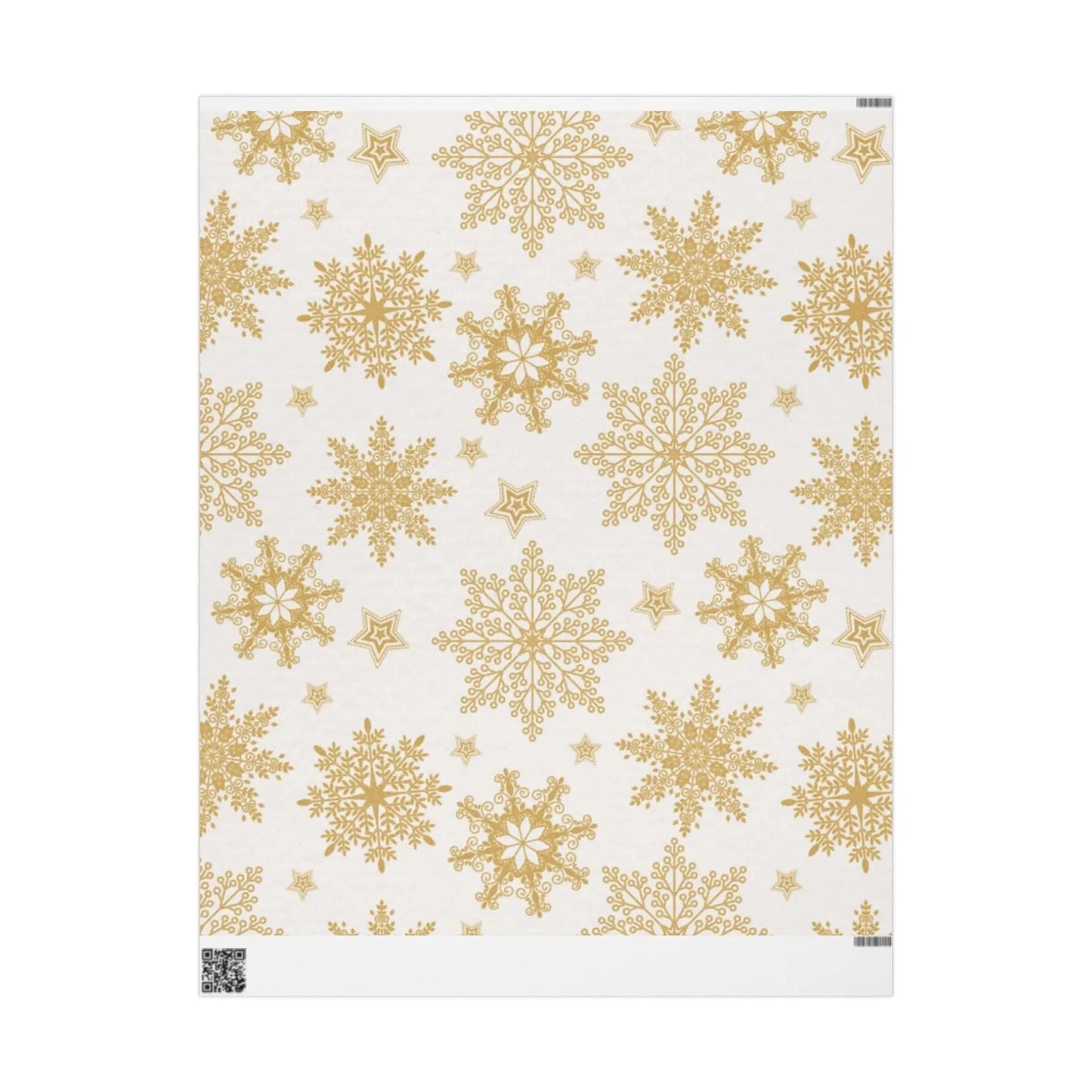 Gold Snowflake Wrapping Paper Roll — Elegant Holiday Gift Wrap Printify